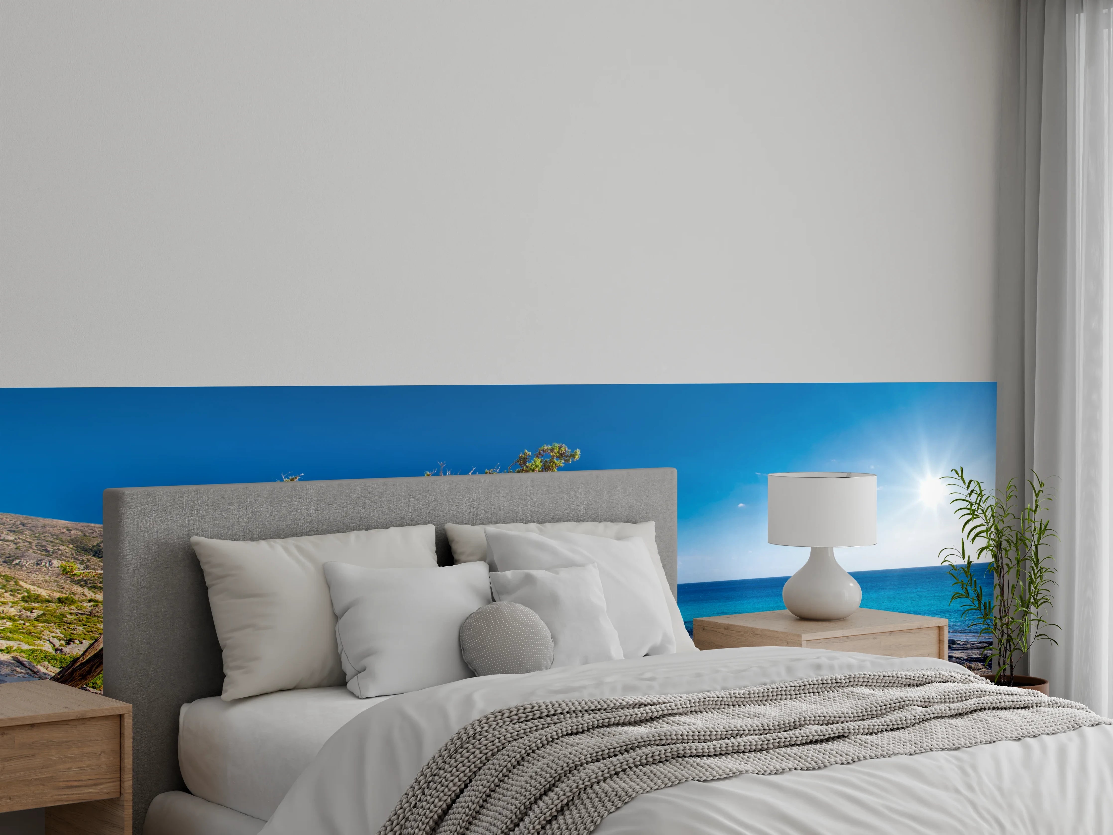 Wandverkleidung Schlafzimmer - Mediterraner Traumstrand mit türkisblauem Meer