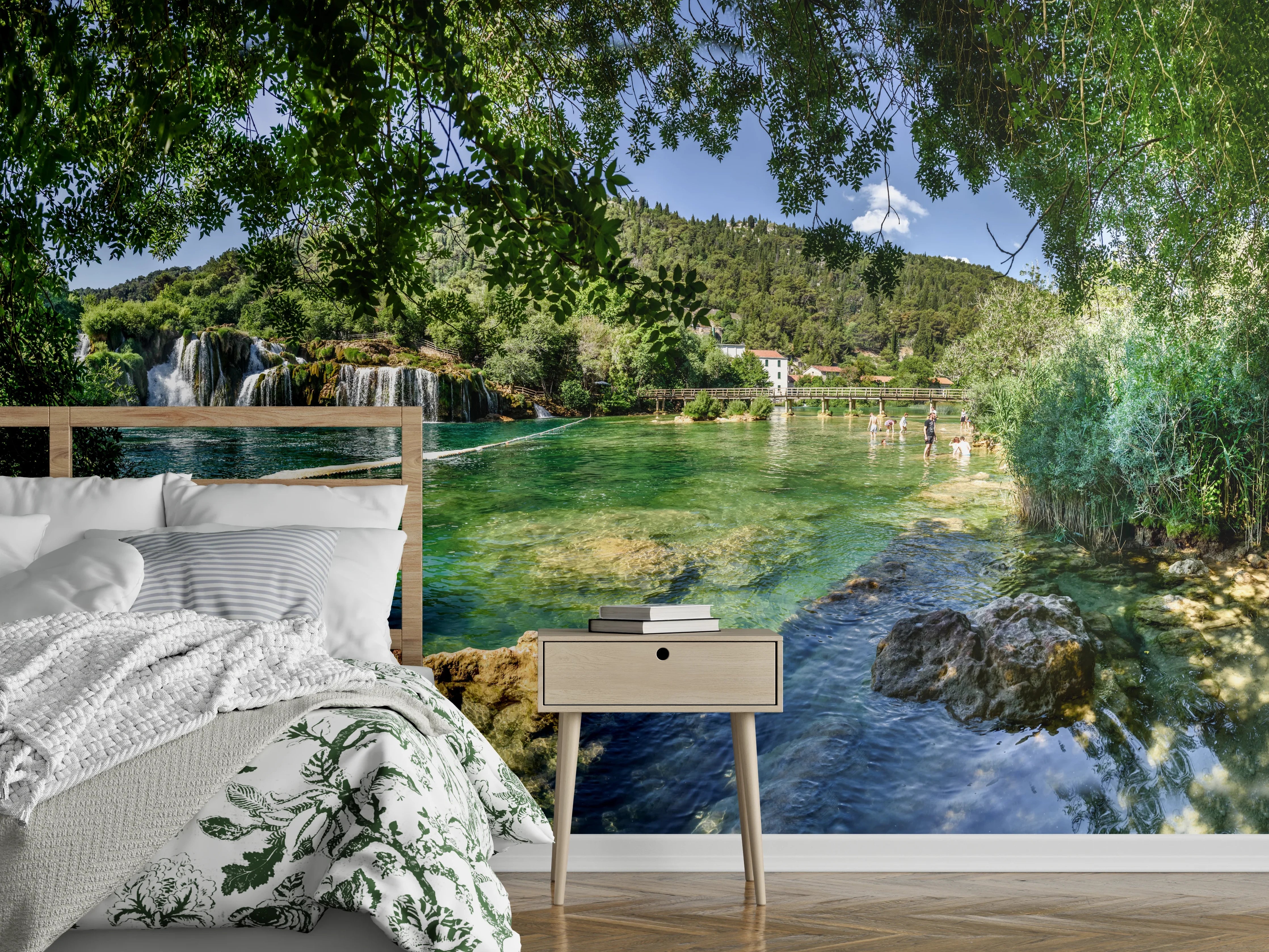 Wandverkleidung Schlafzimmer - Mediterraner Wasserfall