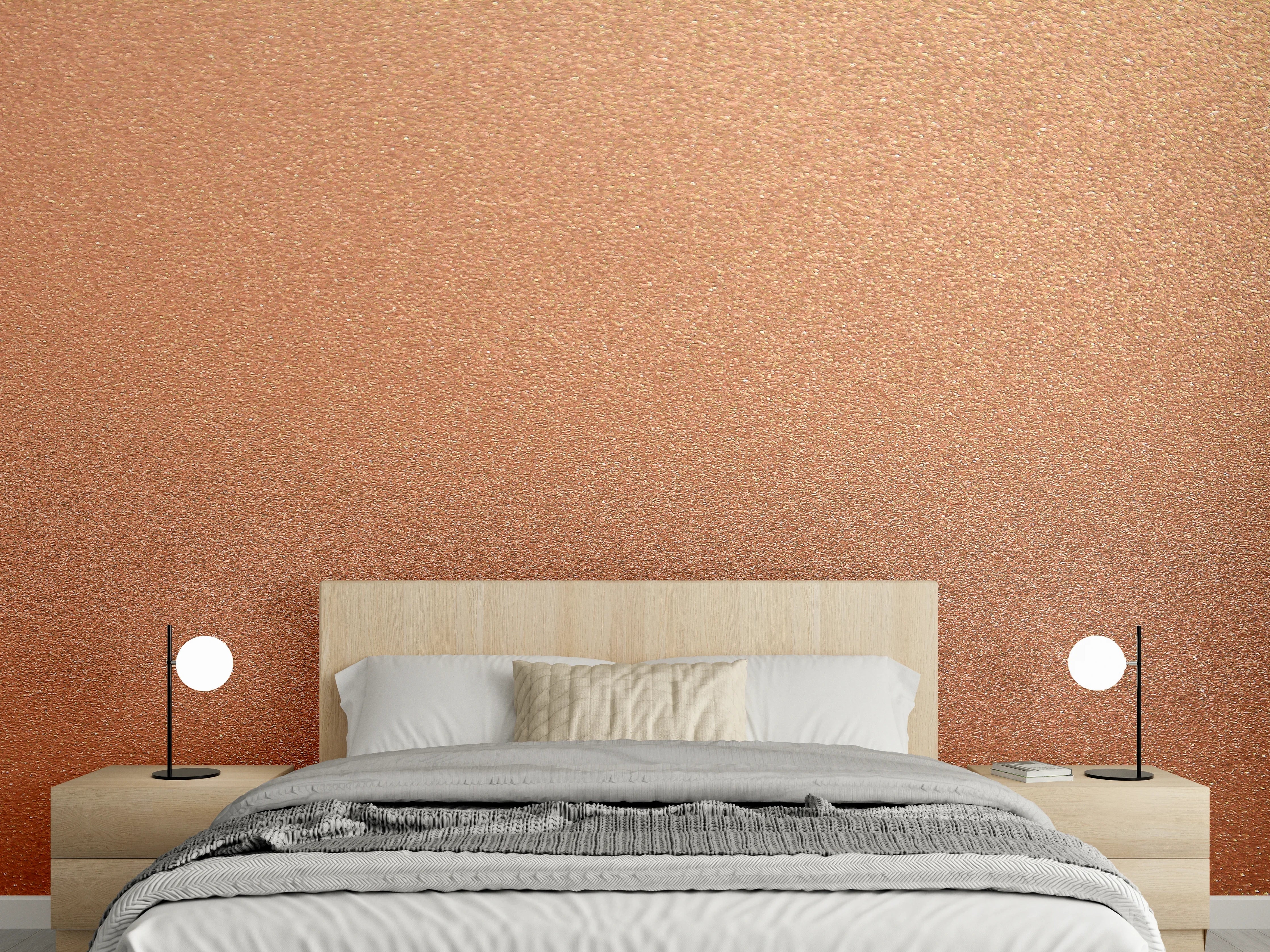 Wandverkleidung Schlafzimmer - Metallische Kupferoptik mit feiner Struktur