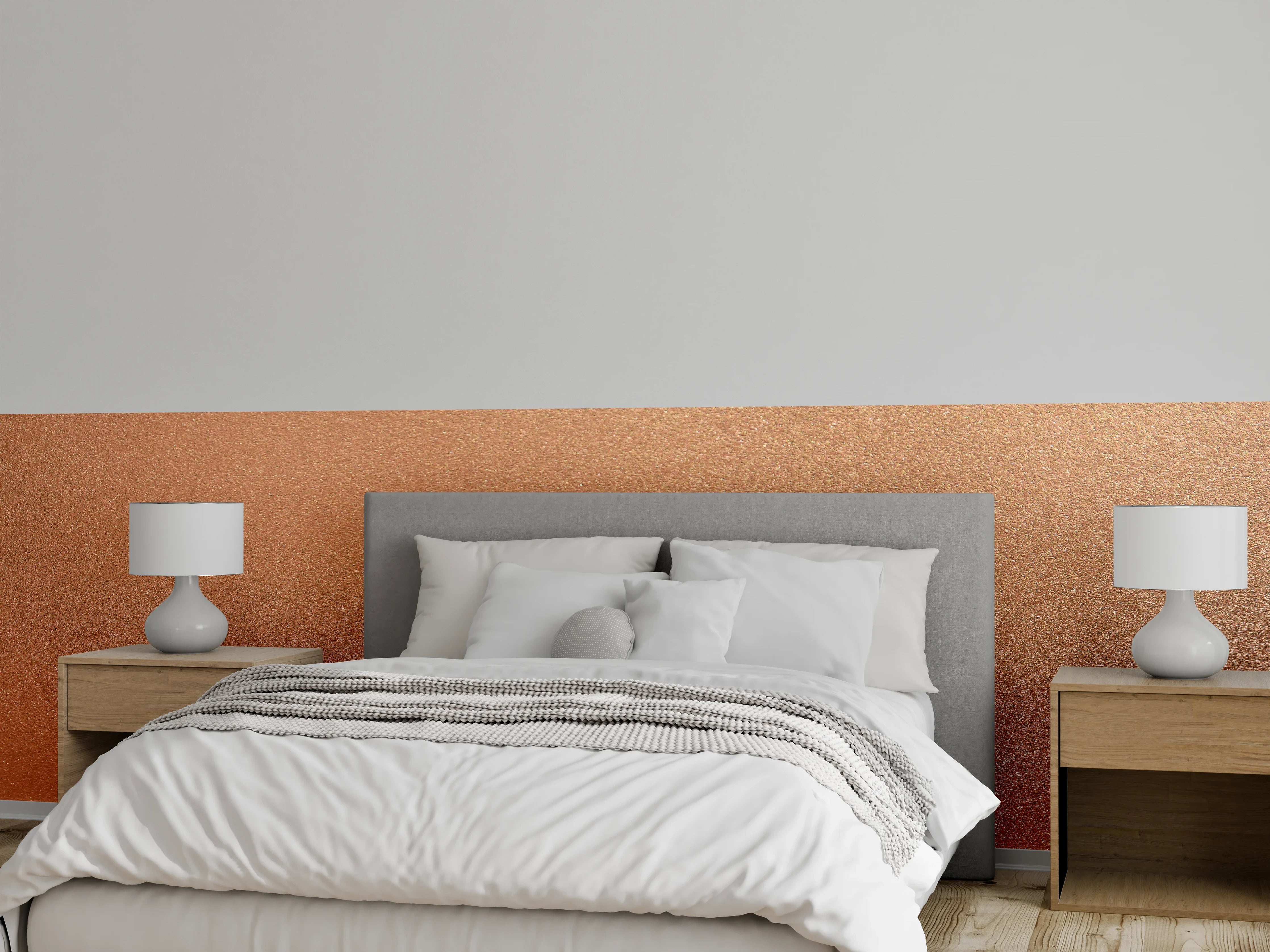 Wandverkleidung Schlafzimmer - Metallische Kupferoptik mit feiner Struktur
