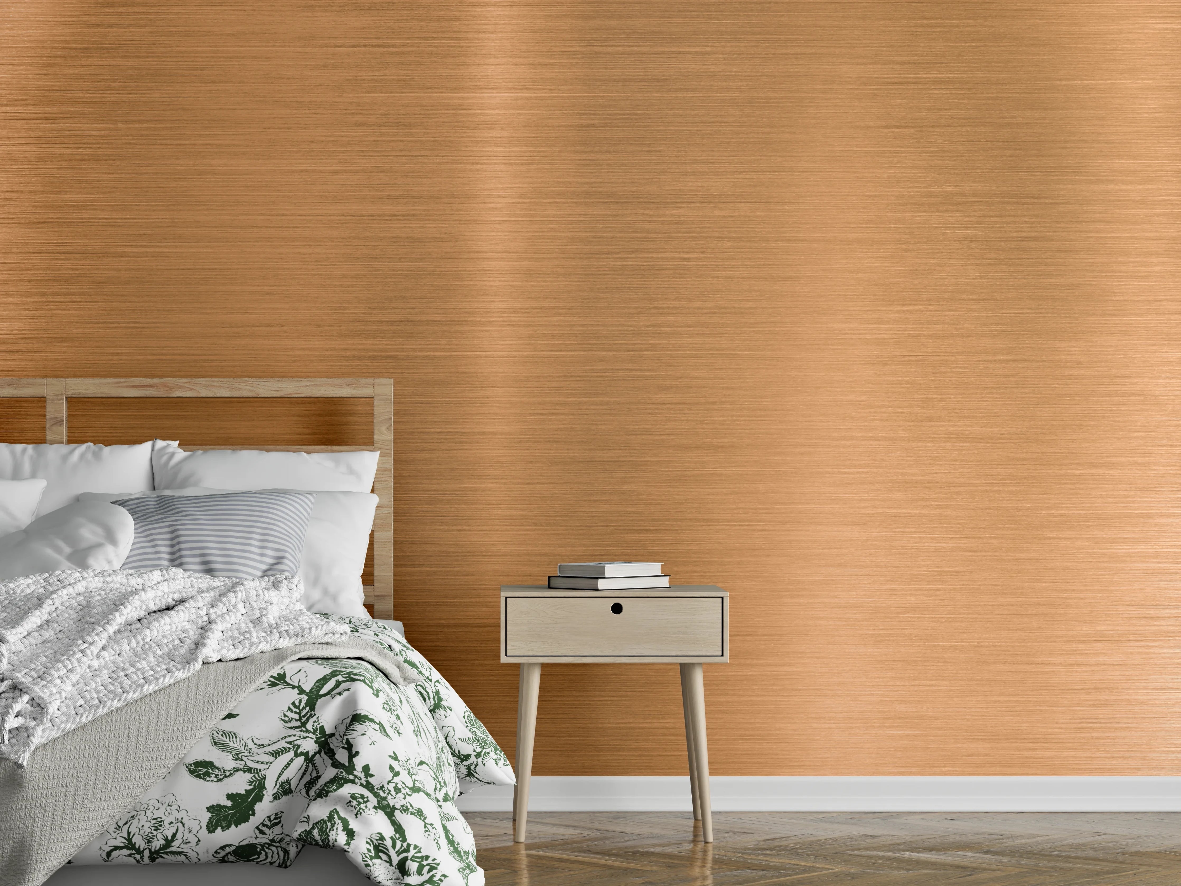 Wandverkleidung Schlafzimmer - Metallische Kupferplatte