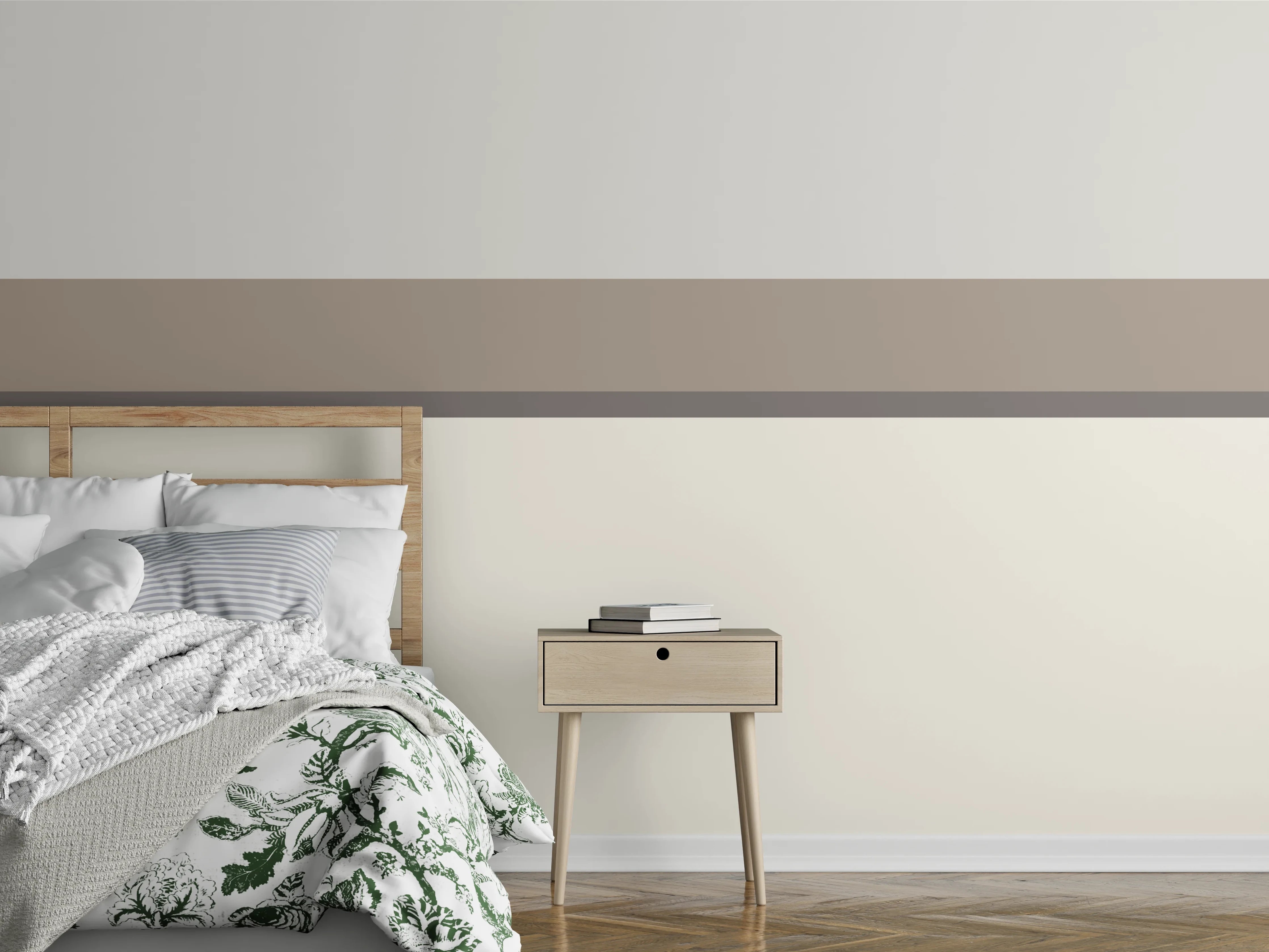 Wandverkleidung Schlafzimmer - Minimalistische Wandgestaltung in Weiß und Grau
