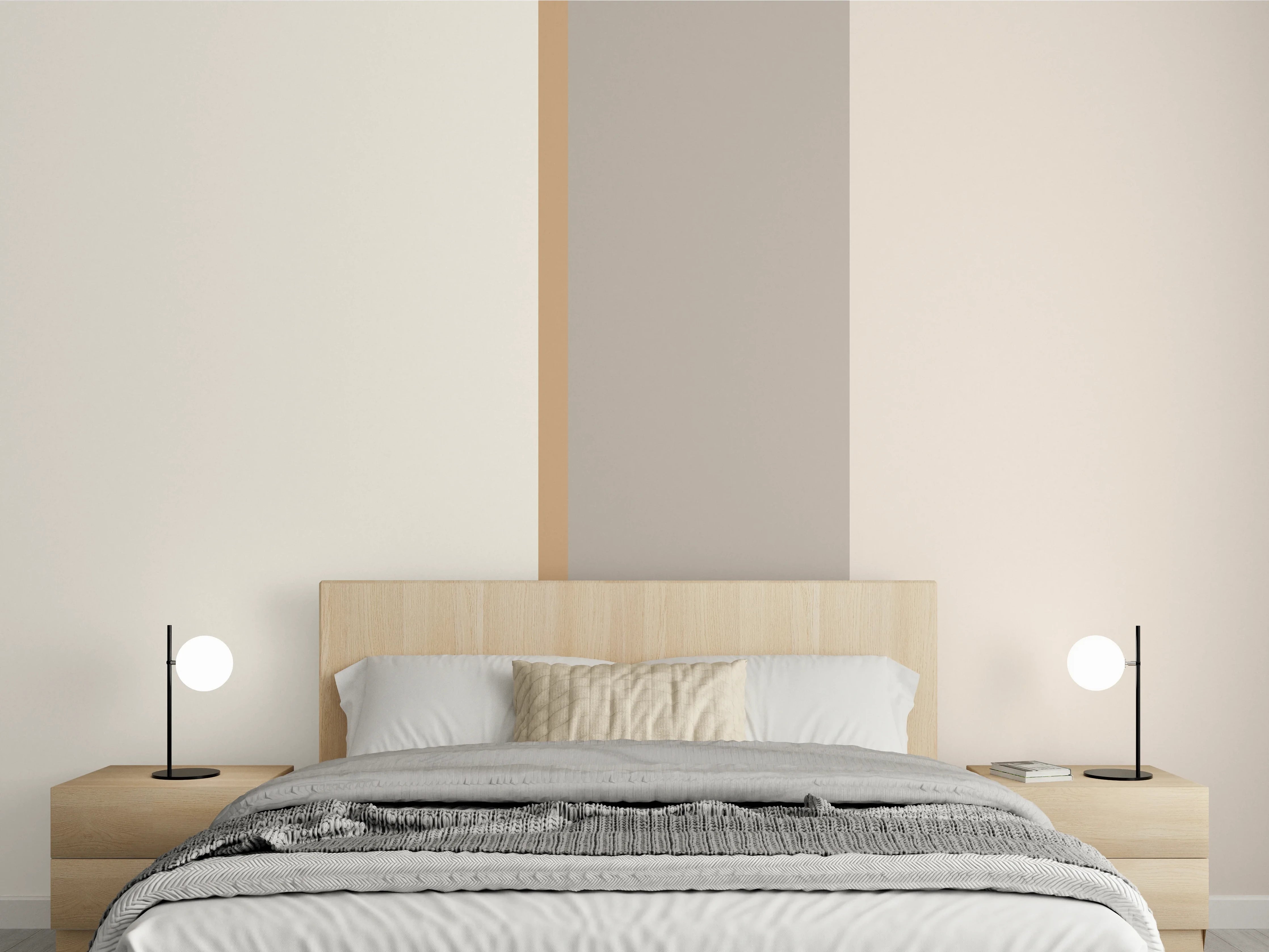 Wandverkleidung Schlafzimmer - Minimalistische Weiß-Grau Komposition