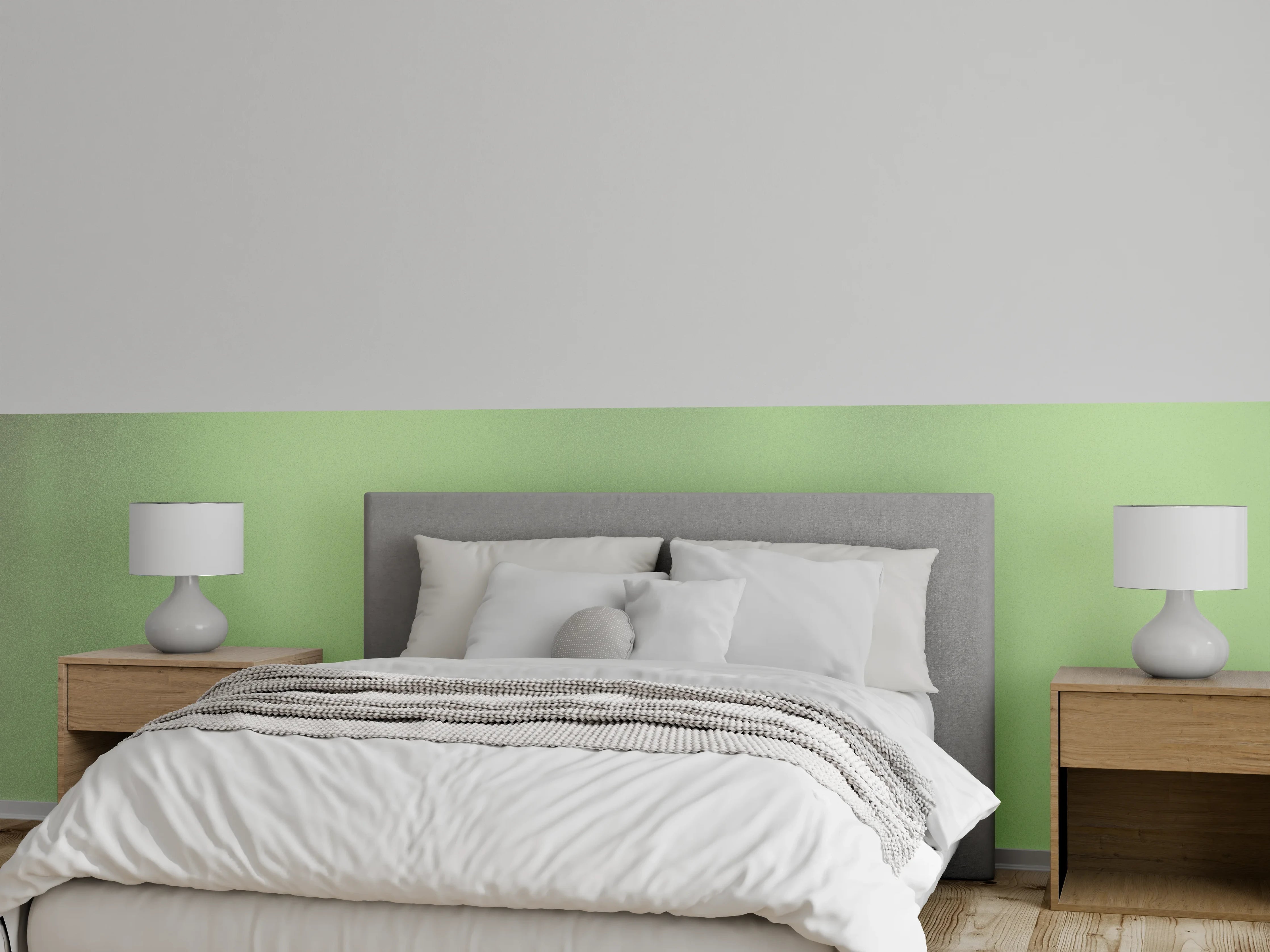 Wandverkleidung Schlafzimmer - Minimalistische grüne Wandgestaltung