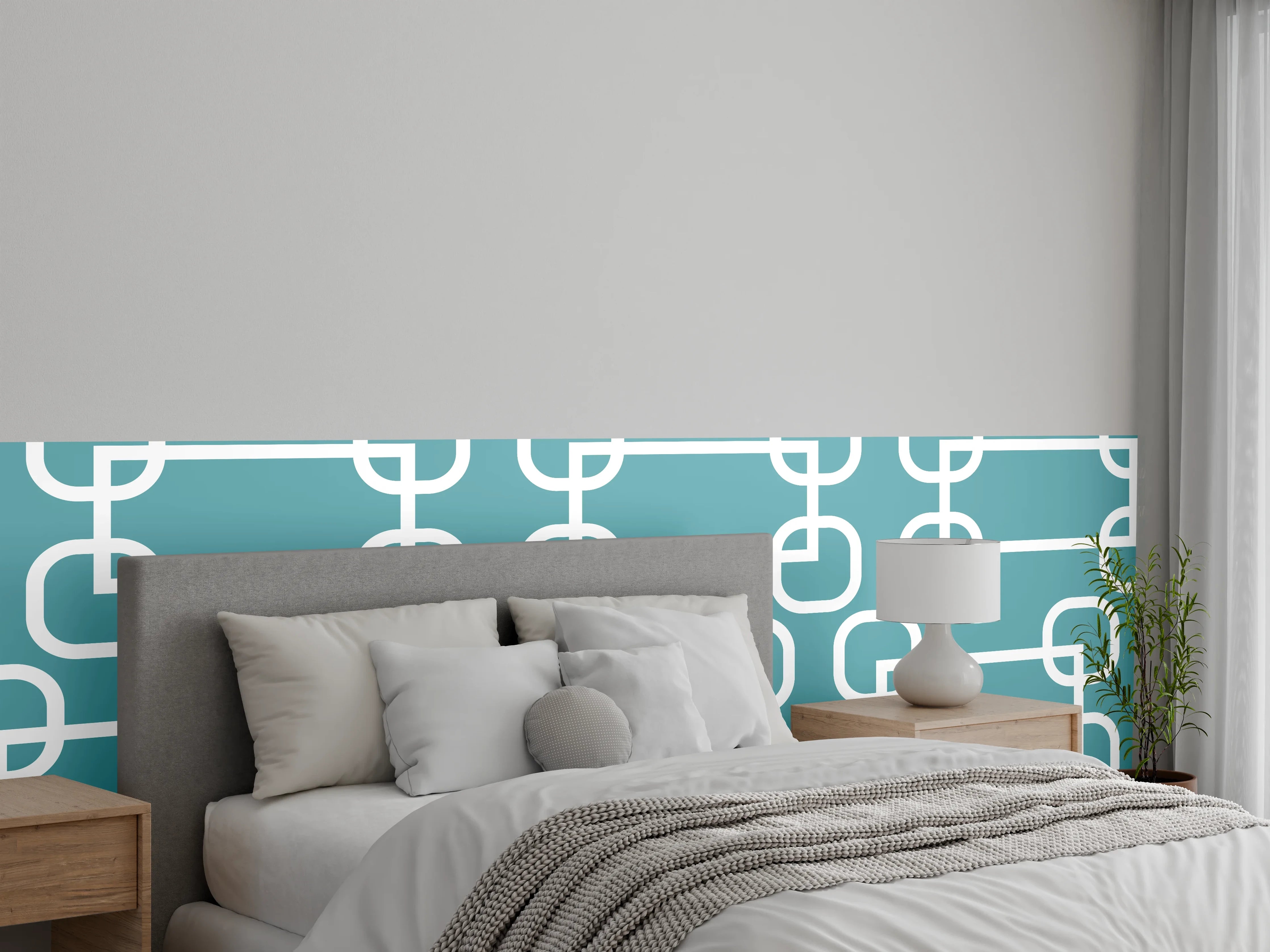 Wandverkleidung Schlafzimmer - Mintfarbene Kreise Netz-Muster