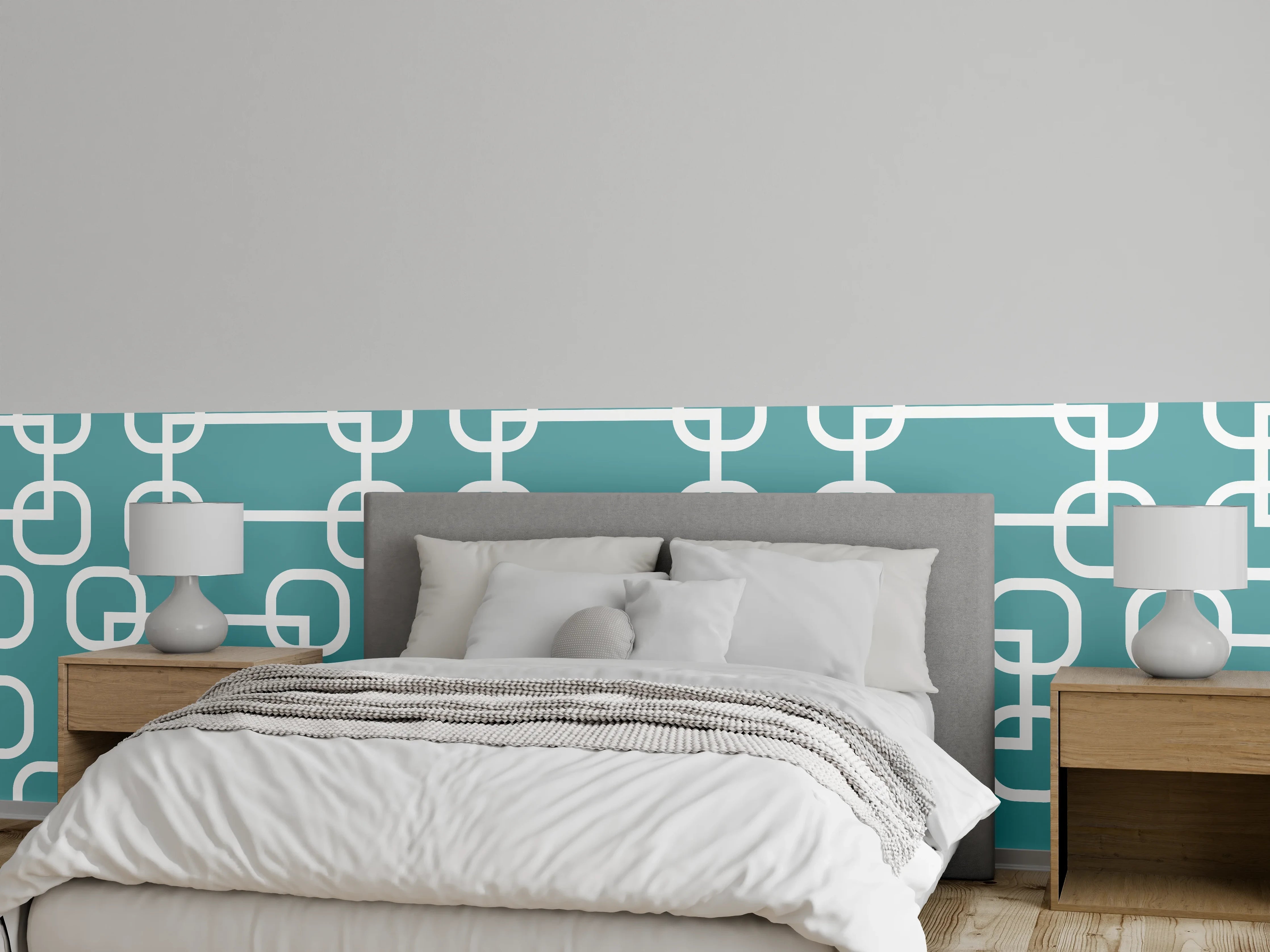 Wandverkleidung Schlafzimmer - Mintfarbene Kreise Netz-Muster