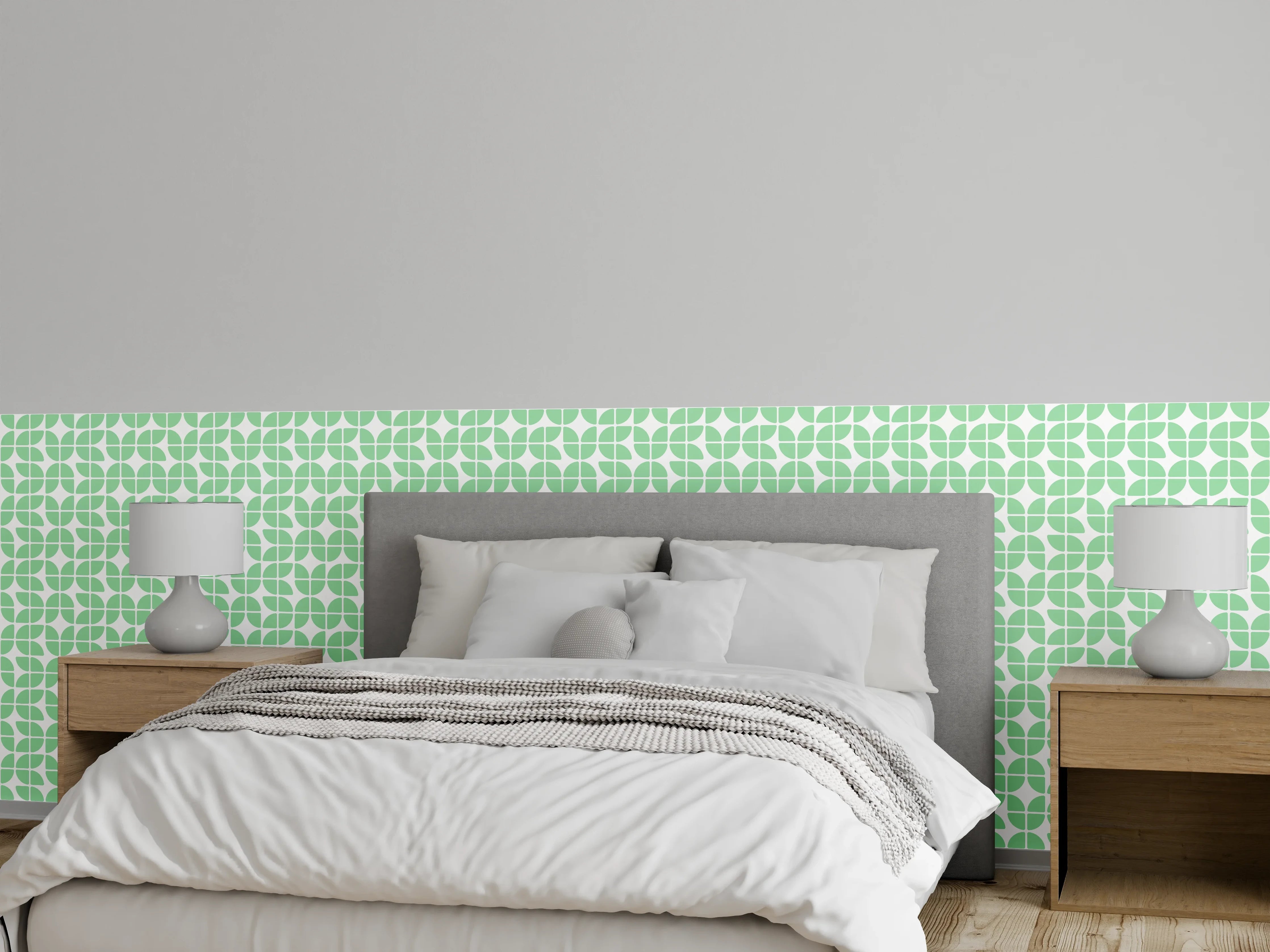 Wandverkleidung Schlafzimmer - Mintgrüne Tapeten mit Weißem Muster