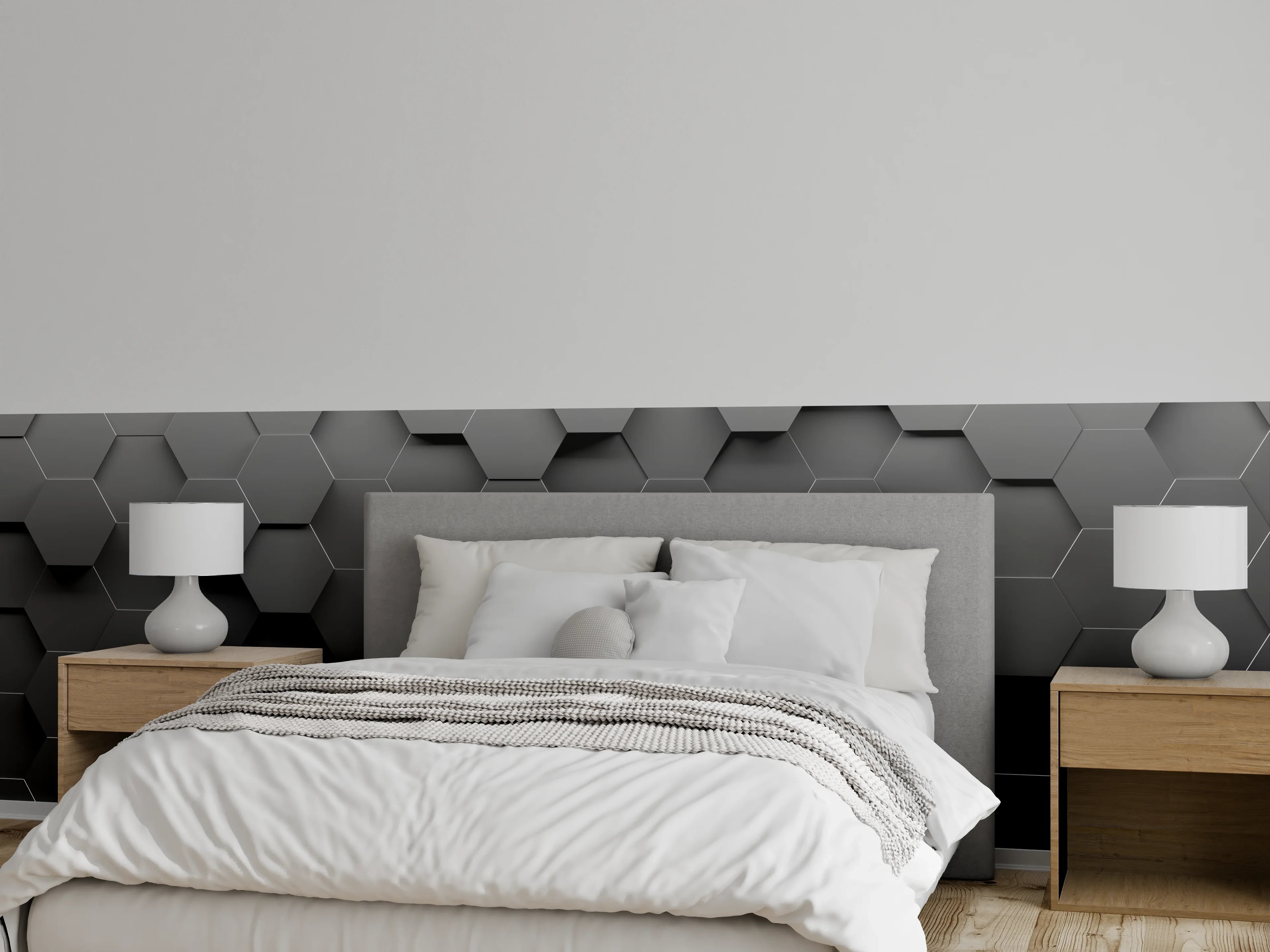 Wandverkleidung Schlafzimmer - Moderne 3D-Hexagon-Textur