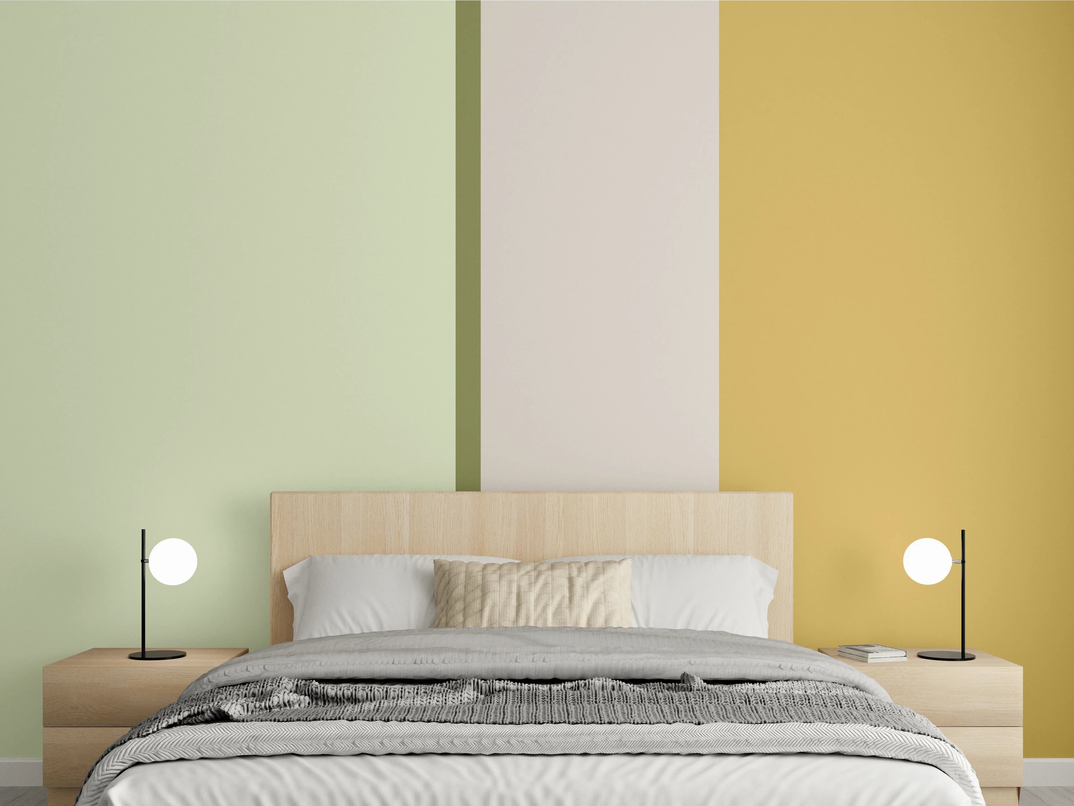 Wandverkleidung Schlafzimmer - Moderne Farbfläche Beige Gelb Grün