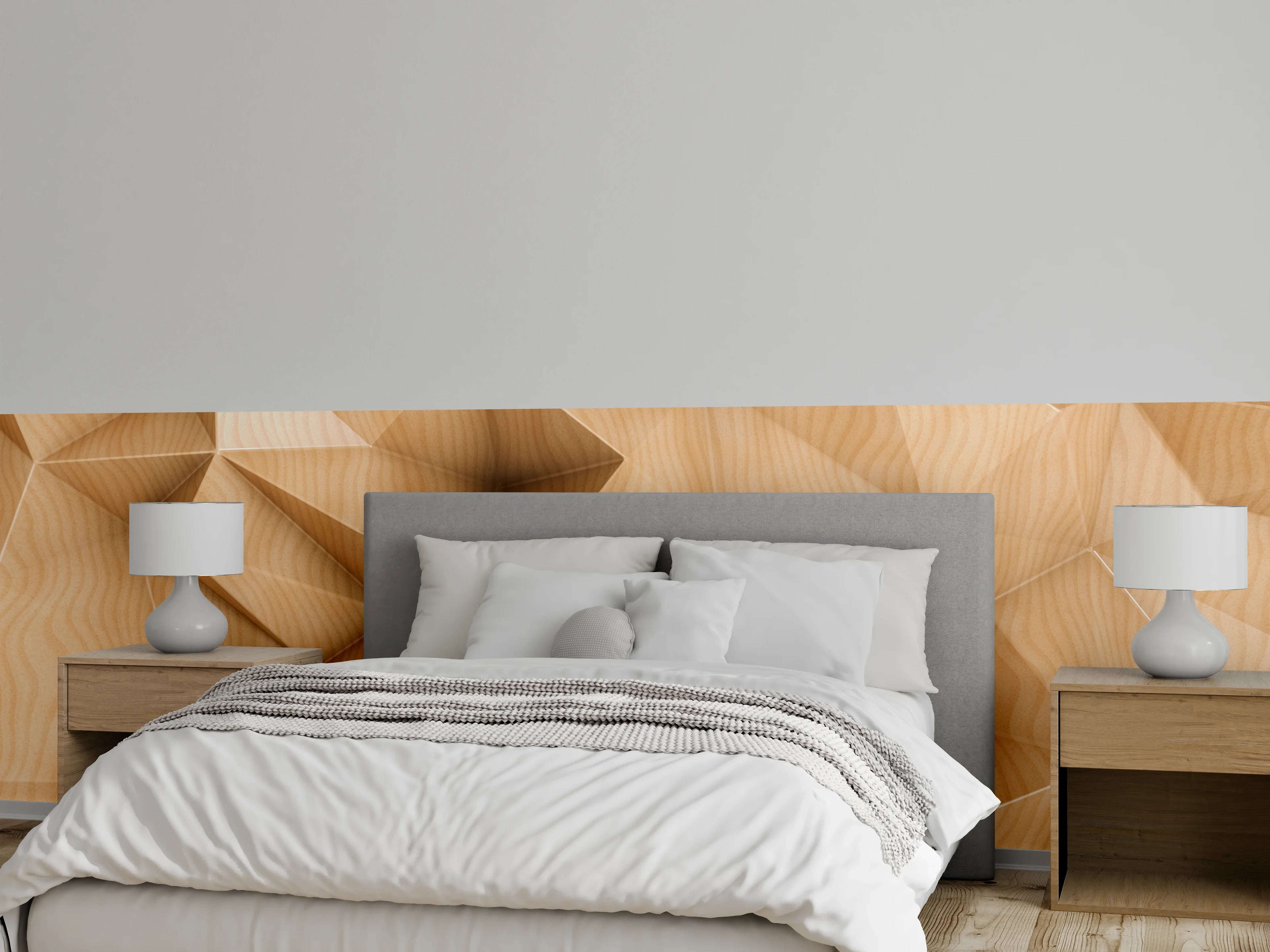 Wandverkleidung Schlafzimmer - Moderne Holzstruktur in warmen Tönen