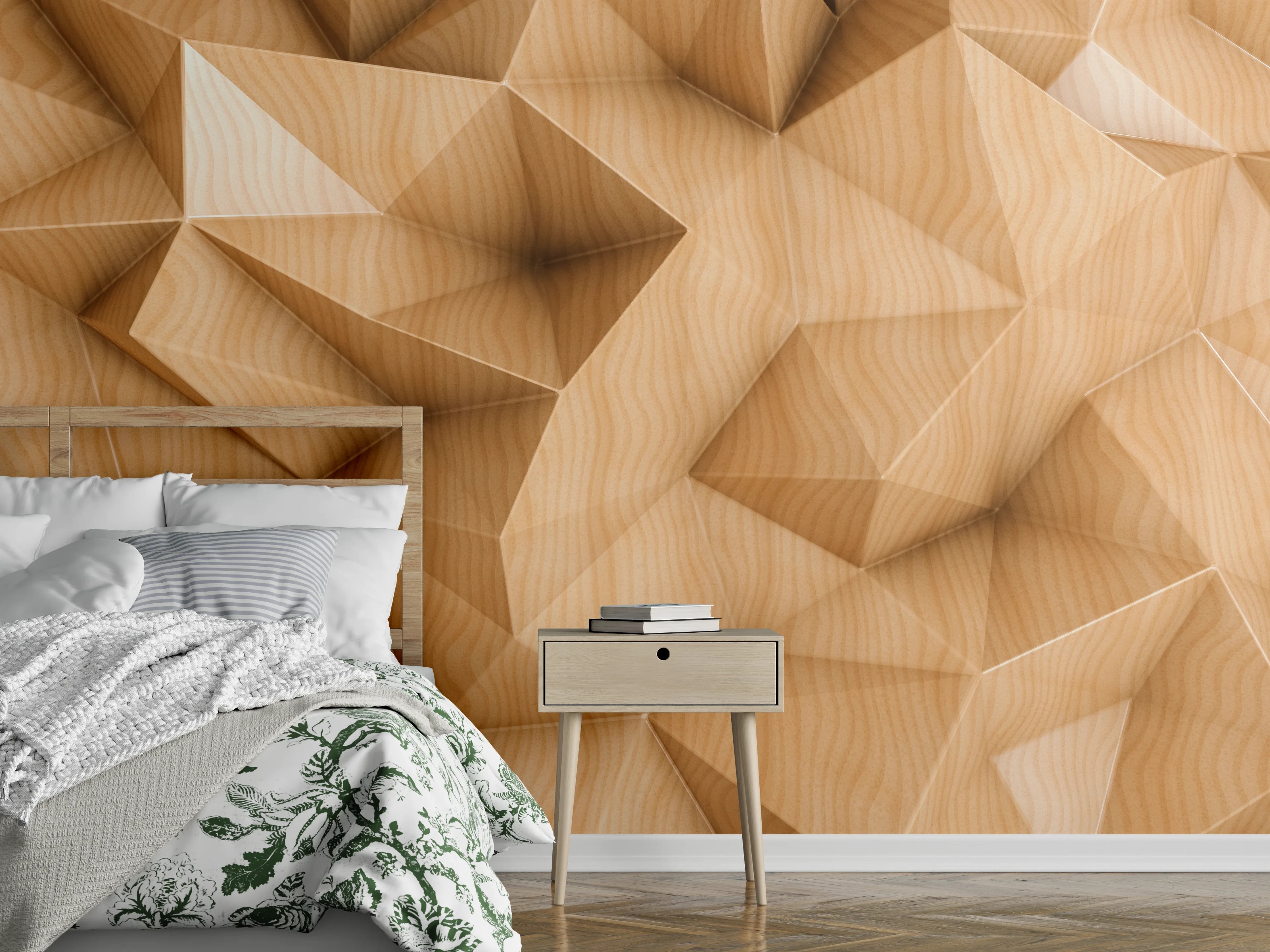 Wandverkleidung Schlafzimmer - Moderne Holzstruktur in warmen Tönen