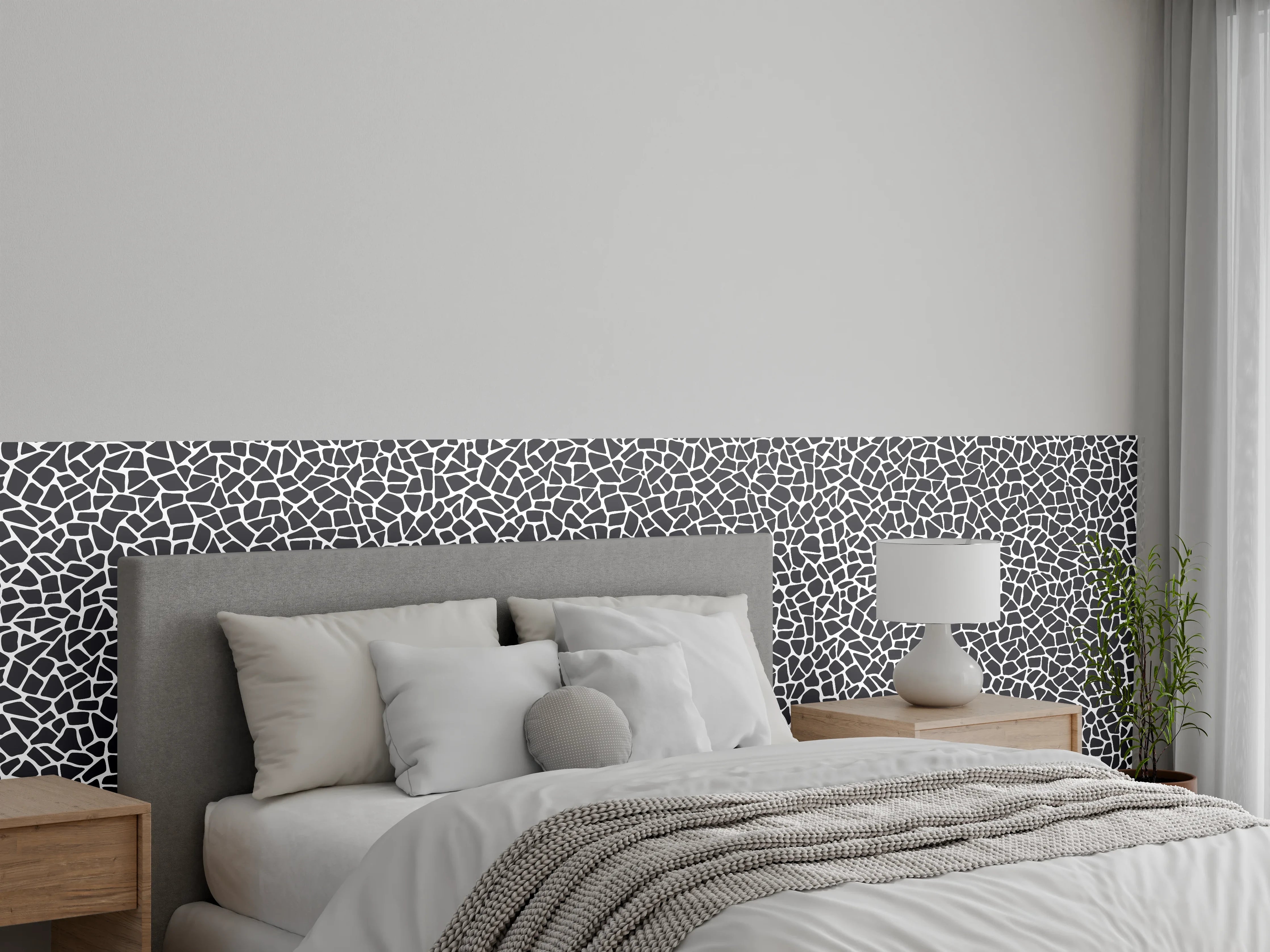 Wandverkleidung Schlafzimmer - Moderne Mosaikstruktur in Schwarz-Weiß