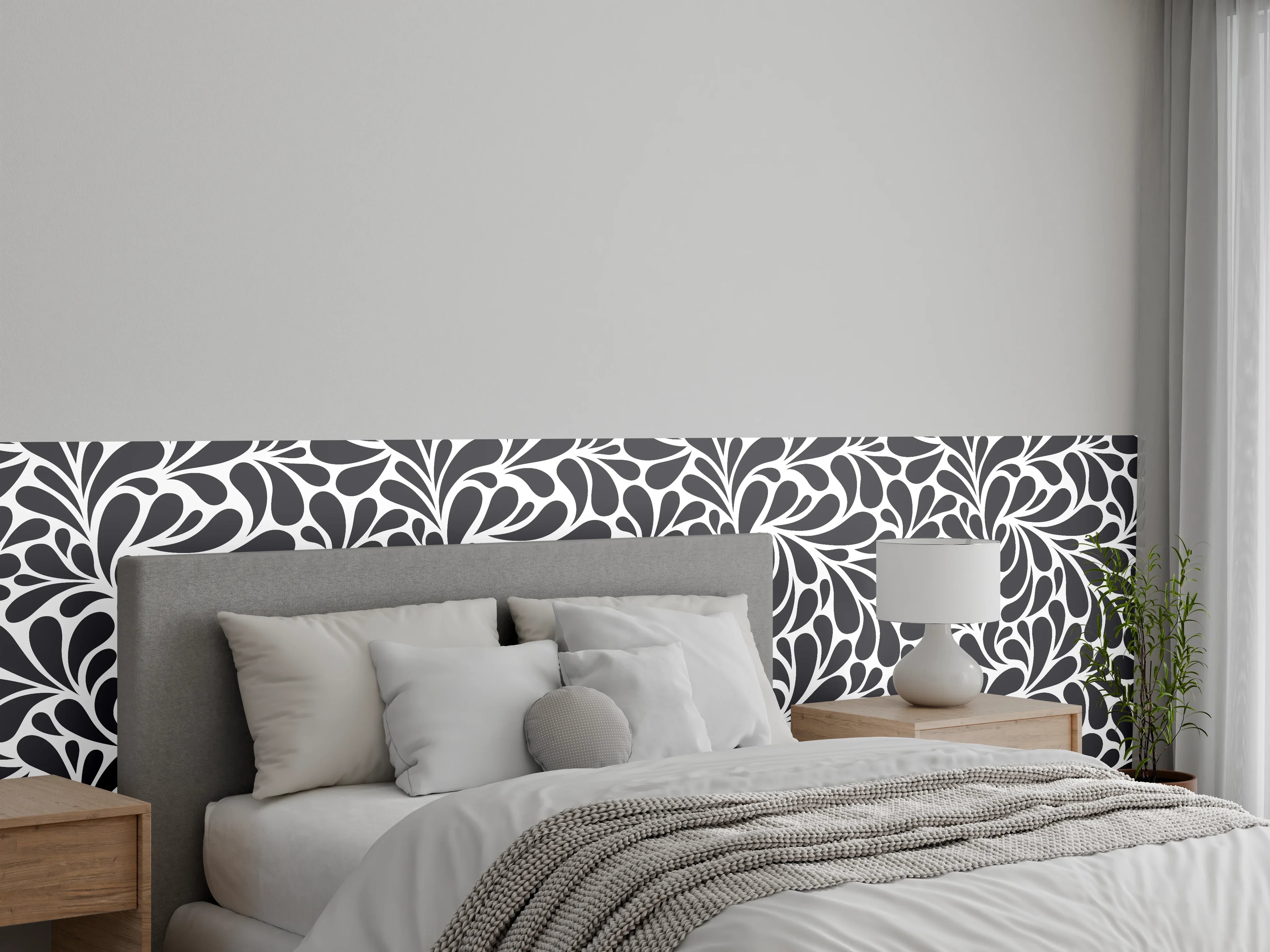 Wandverkleidung Schlafzimmer - Moderne Ornamentale Muster in Schwarz Weiß