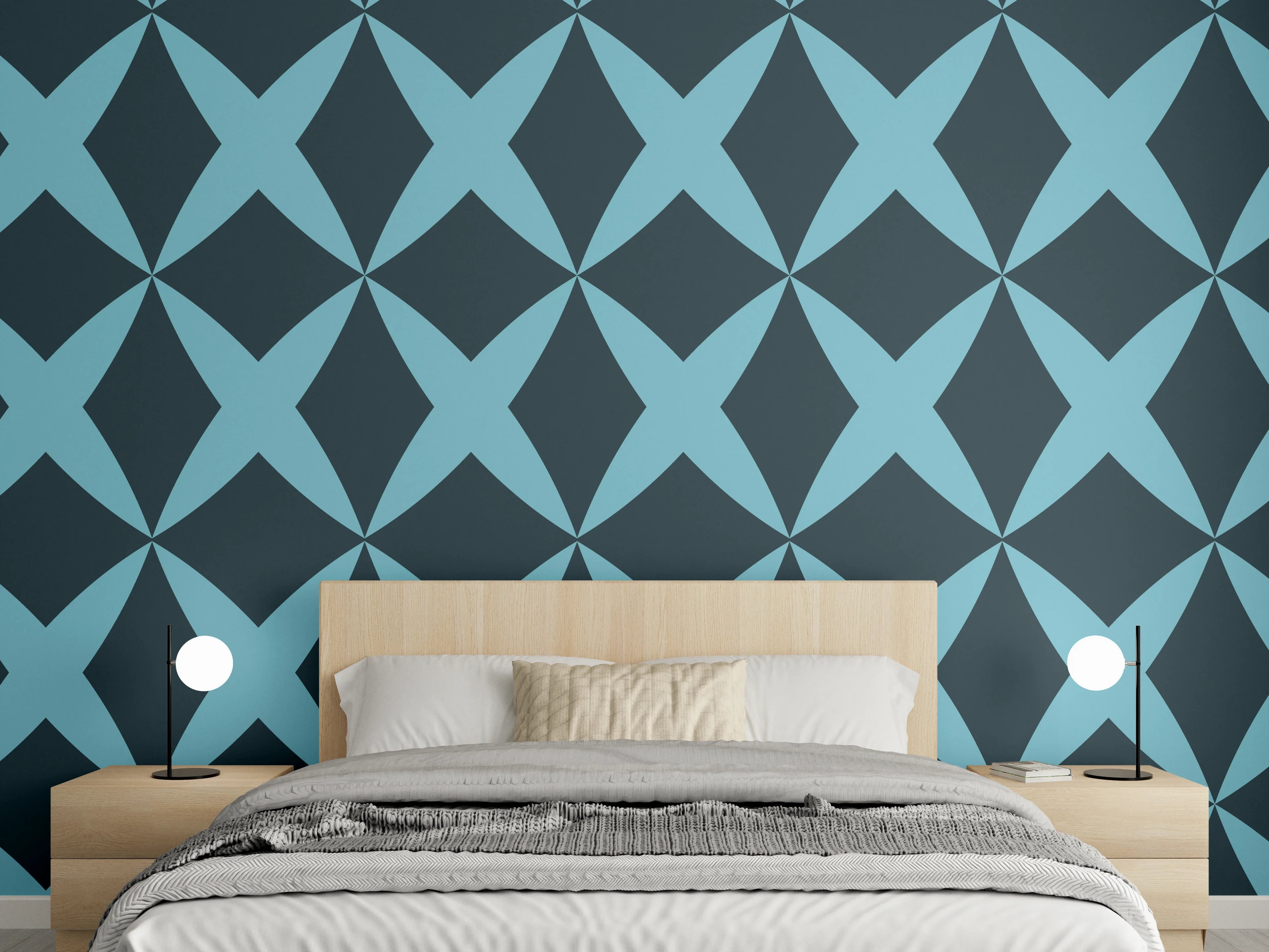 Wandverkleidung Schlafzimmer - Moderne Türkis-Graphik Muster