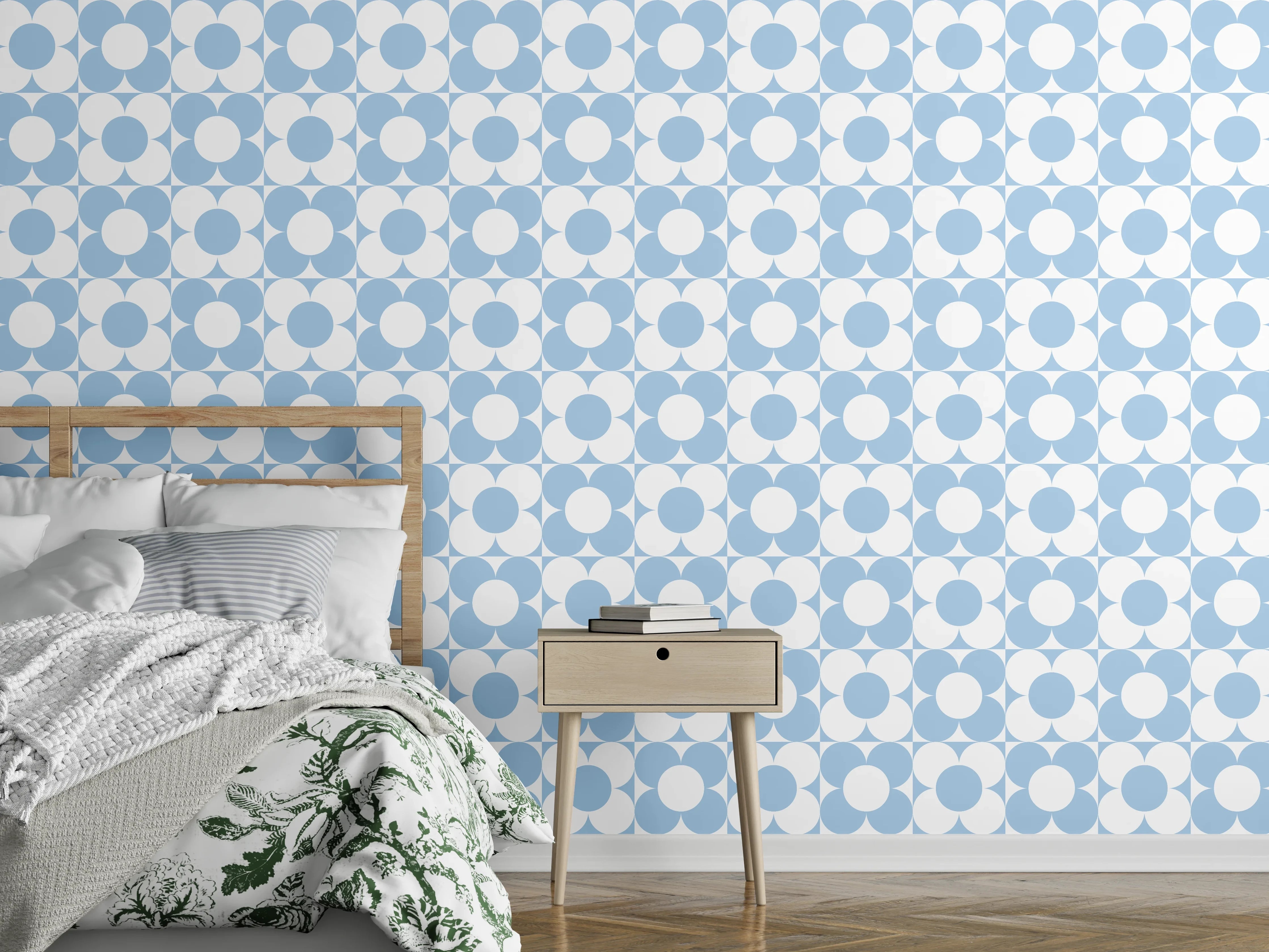 Wandverkleidung Schlafzimmer - Moderne blauer und weißer Musterhintergrund