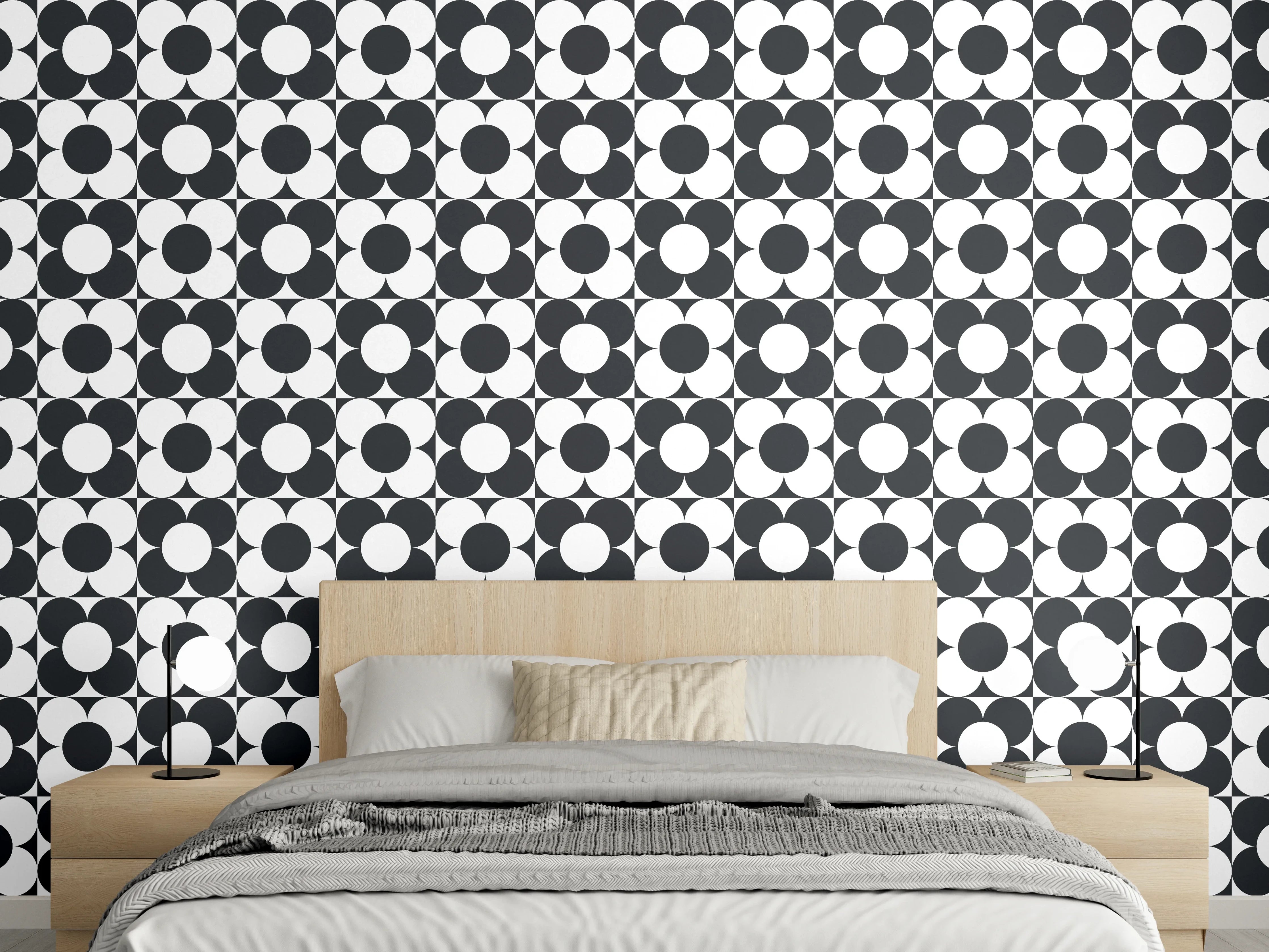 Wandverkleidung Schlafzimmer - Moderne geometrische Schwarz-Weiß Dekoration