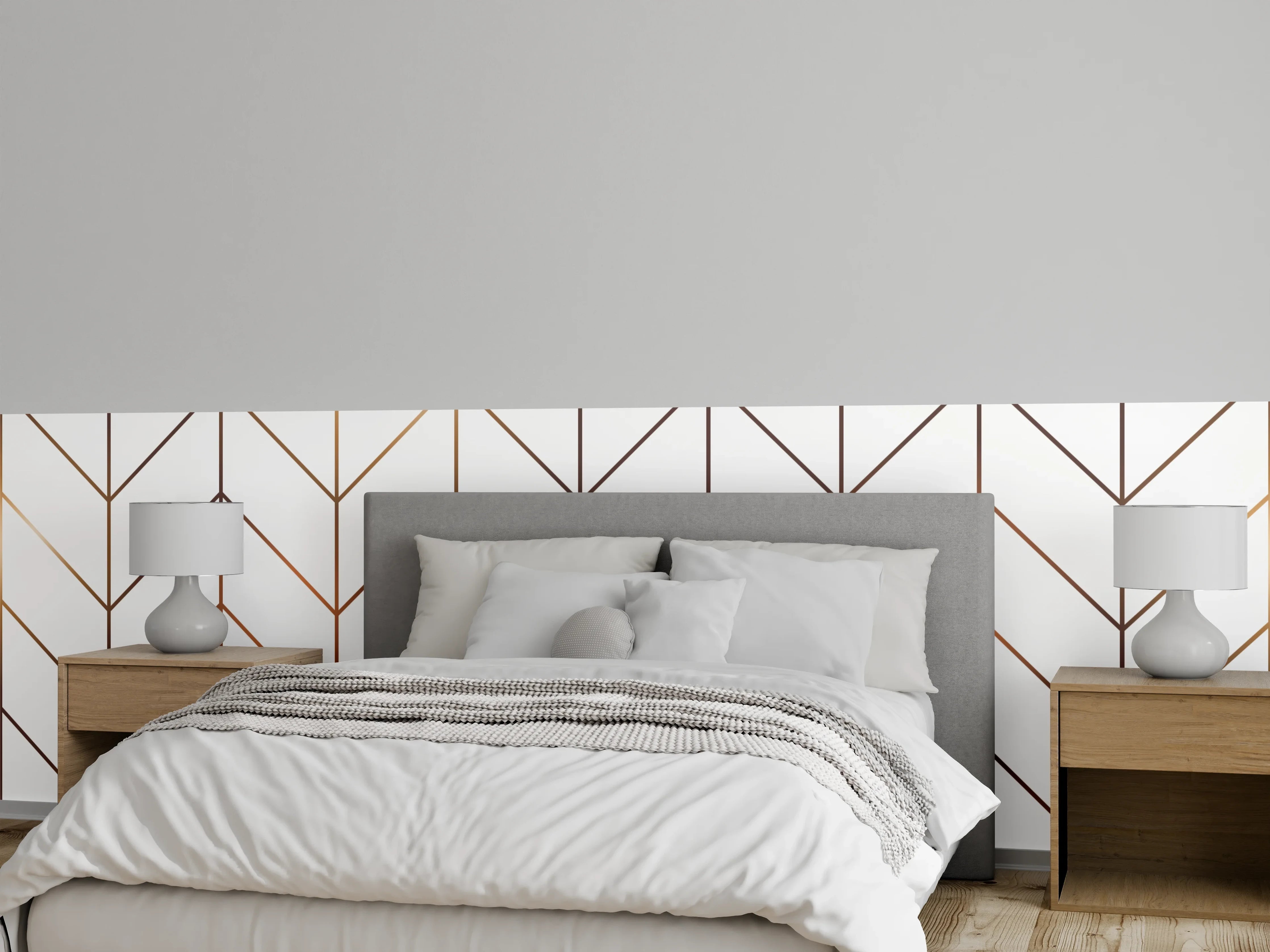 Wandverkleidung Schlafzimmer - Moderne geometrische Wandgestaltung with warmen Tönen