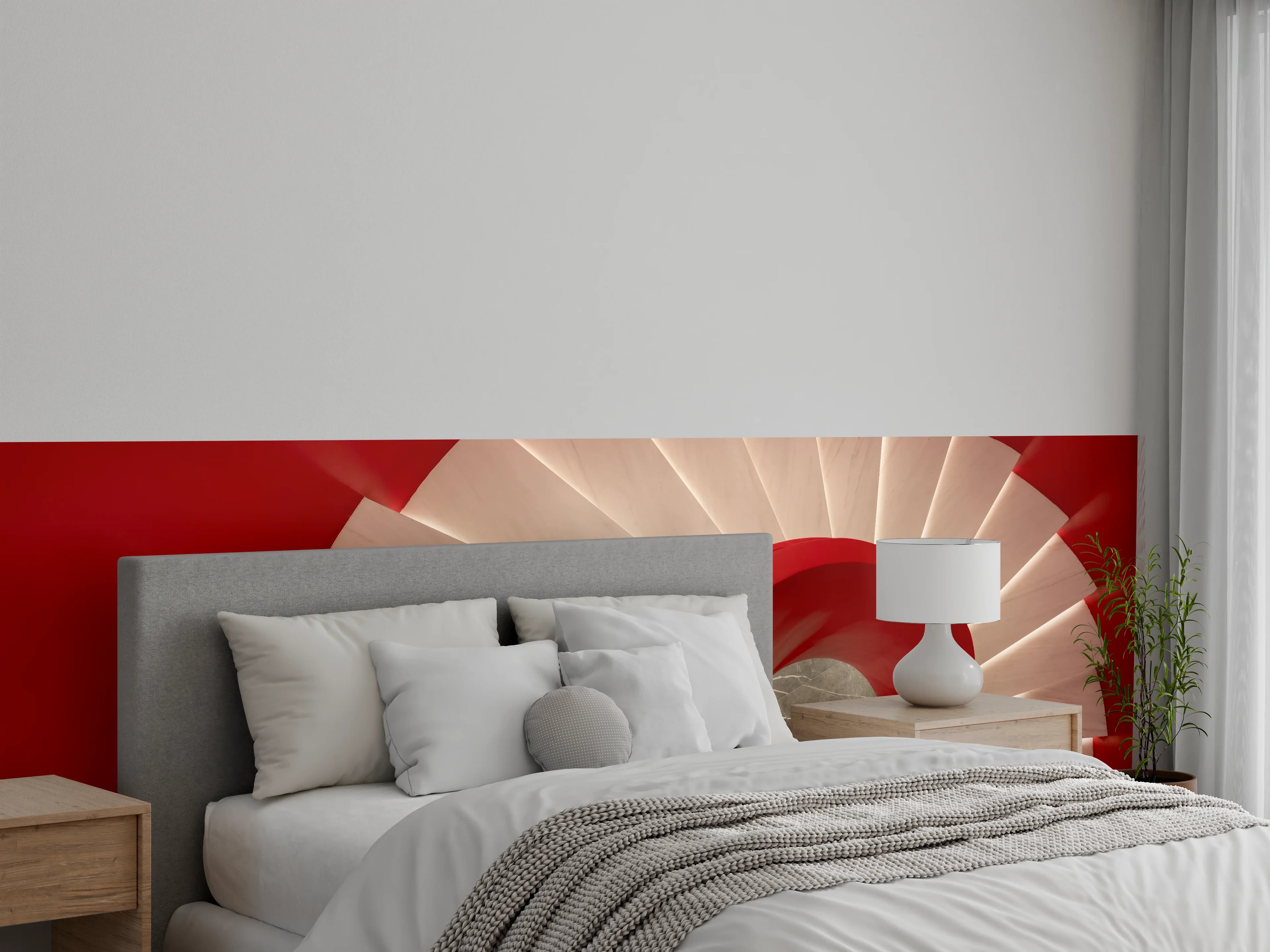Wandverkleidung Schlafzimmer - Moderne rote Wendeltreppe Design