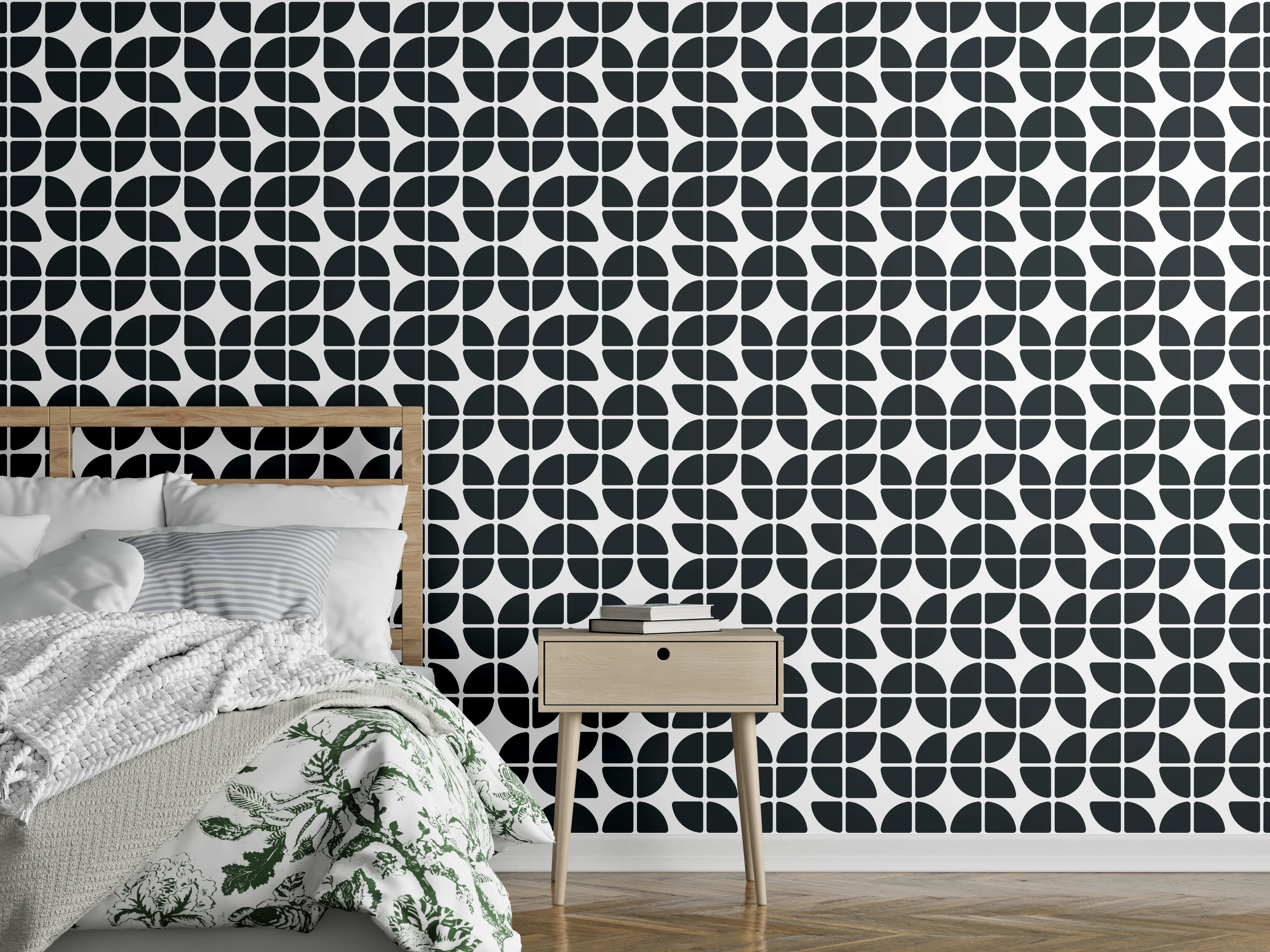 Wandverkleidung Schlafzimmer - Moderne schwarze geometrische Fliesen