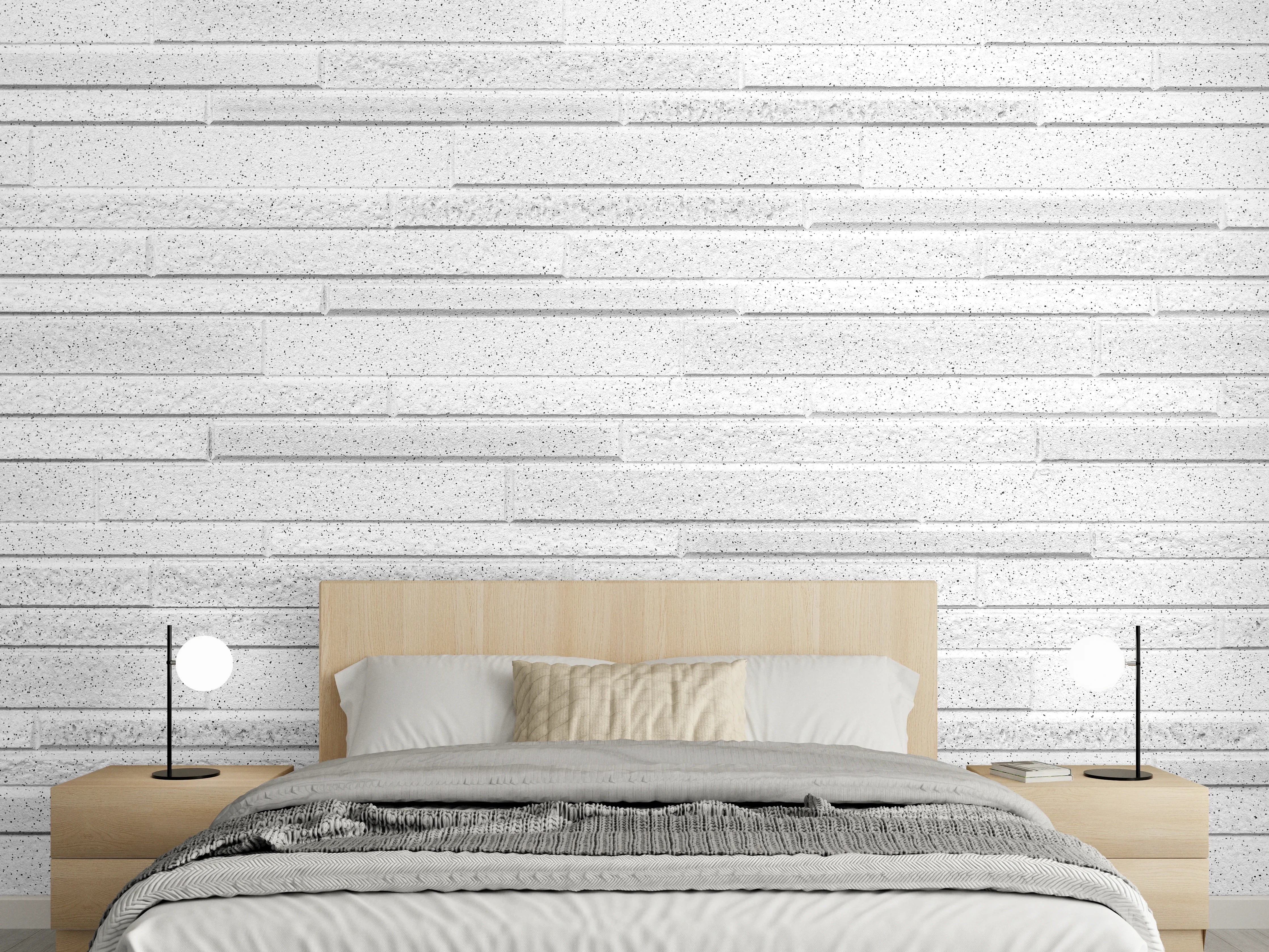 Wandverkleidung Schlafzimmer - Moderne weiße Betonwand mit grauer Struktur