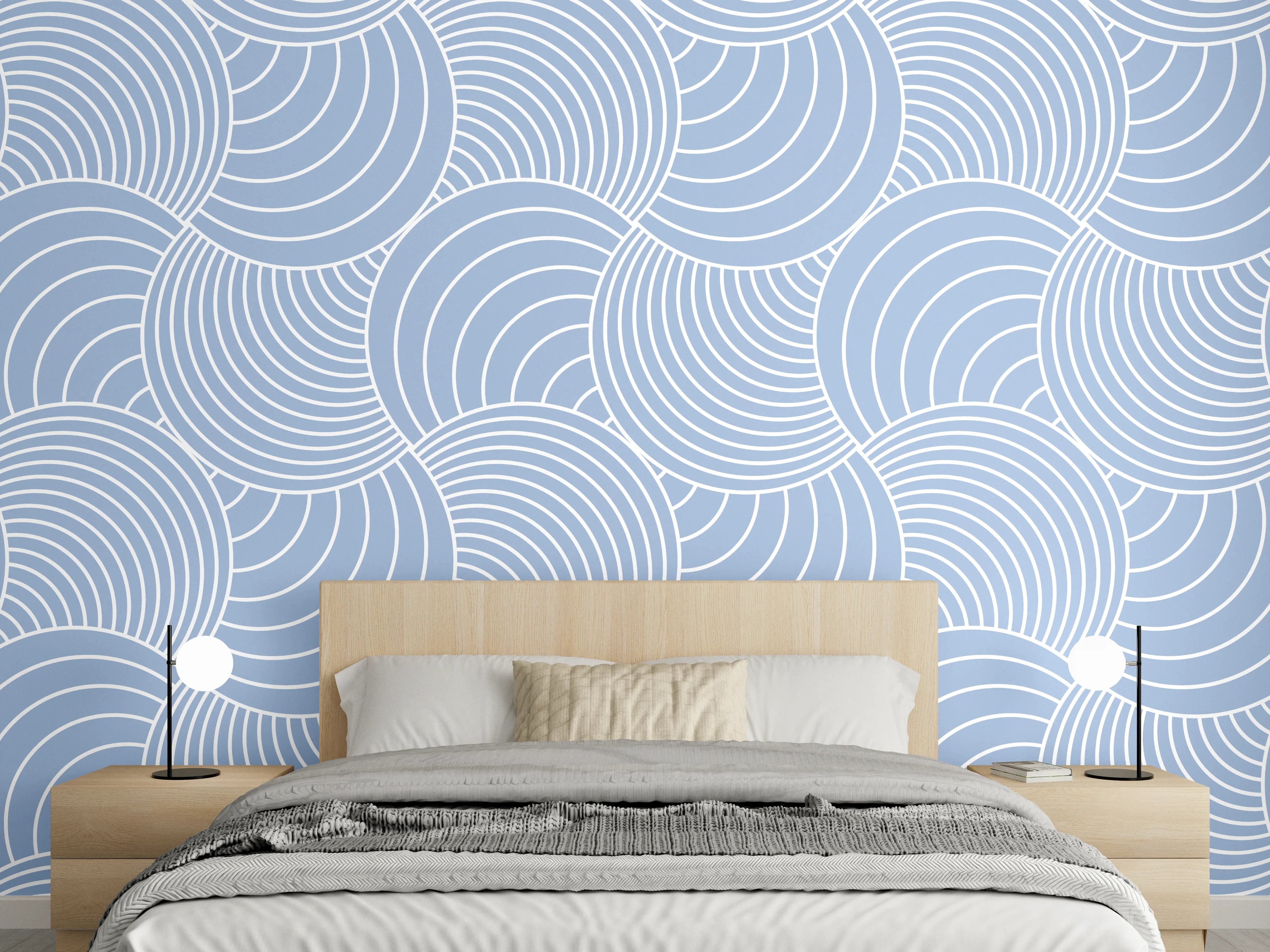 Wandverkleidung Schlafzimmer - Moderner, blauer Musterhintergrund