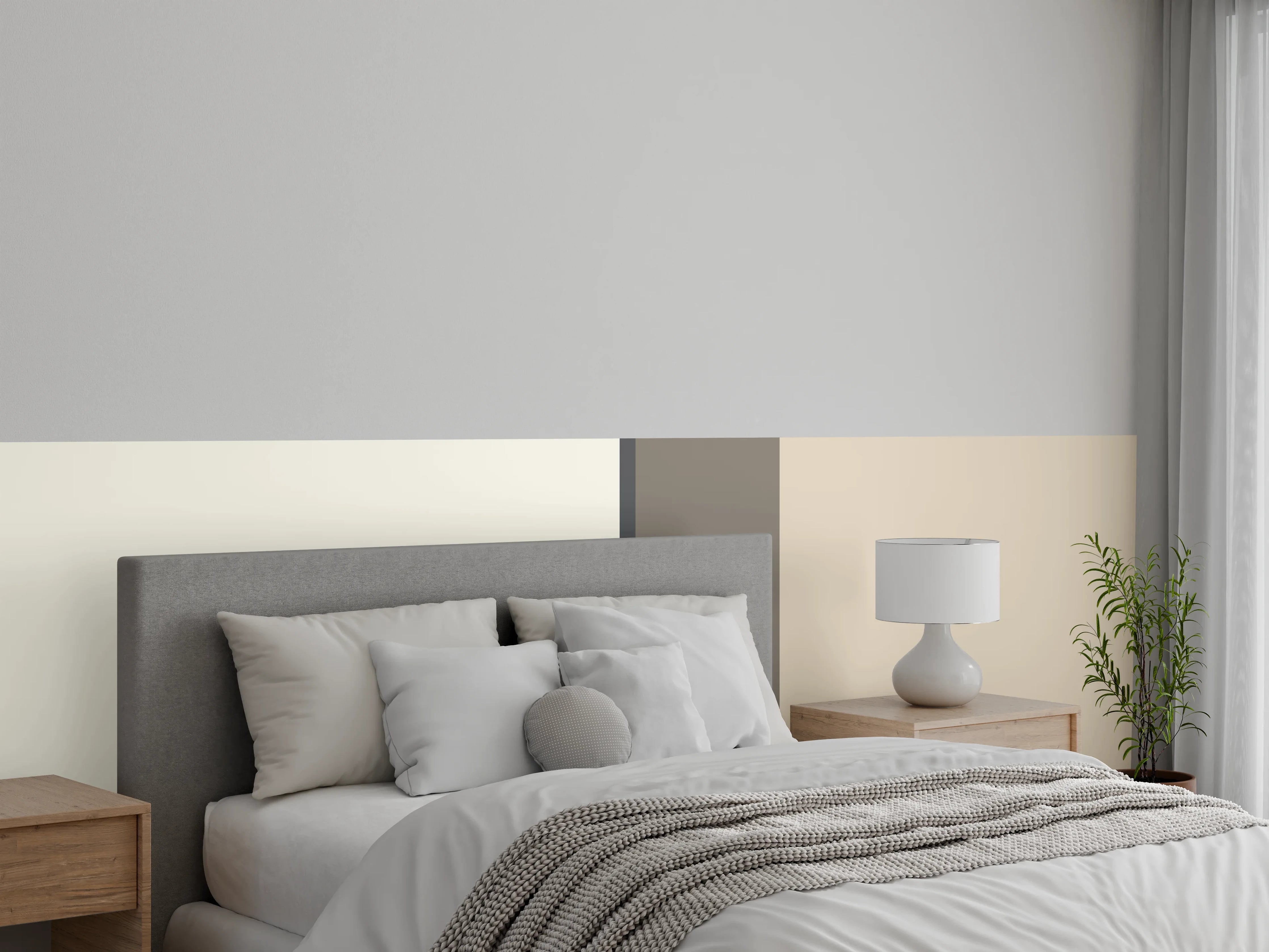 Wandverkleidung Schlafzimmer - Modernes Beige-Grau Wanddesign