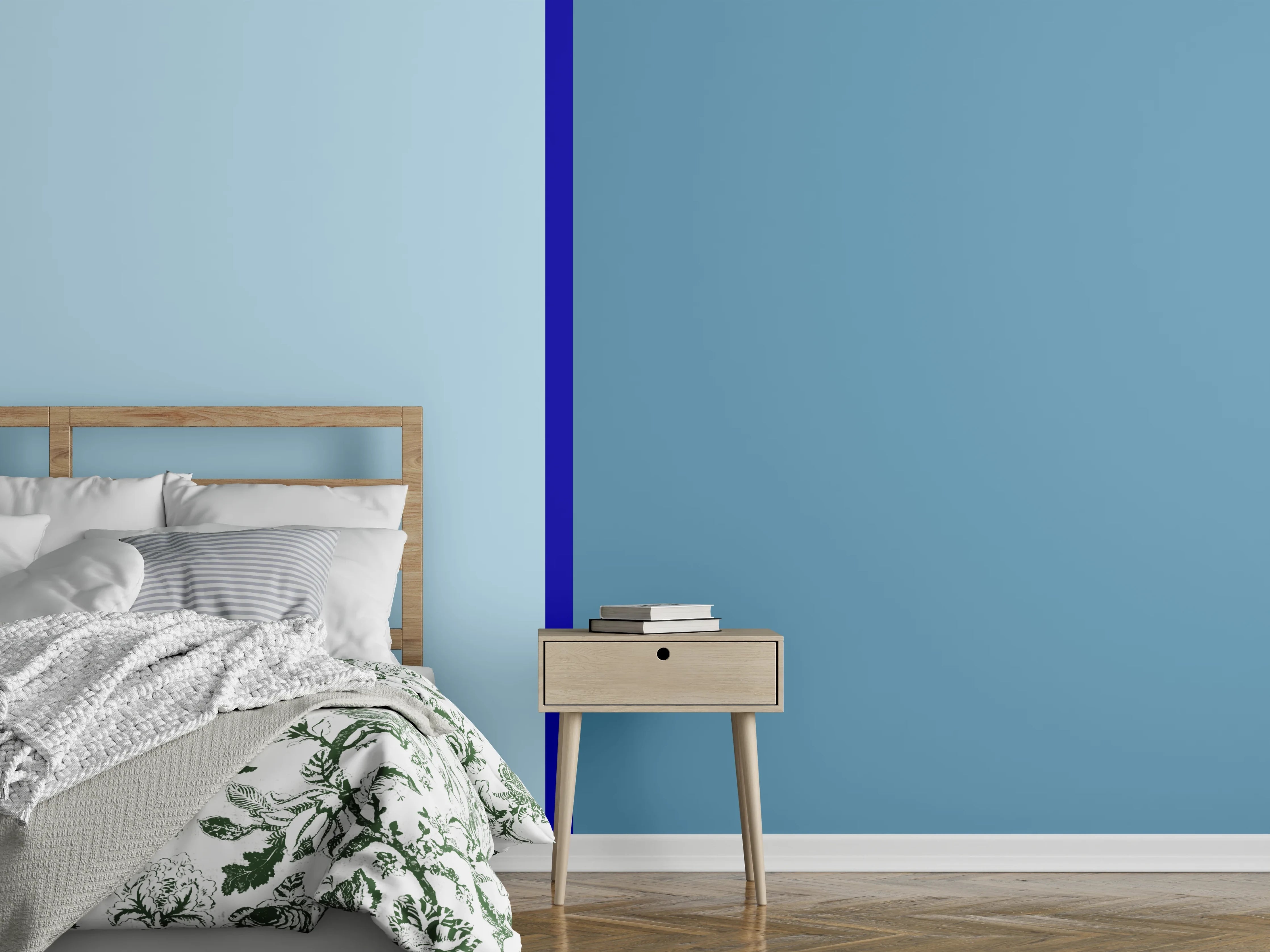 Wandverkleidung Schlafzimmer - Modernes Blau Wanddekor