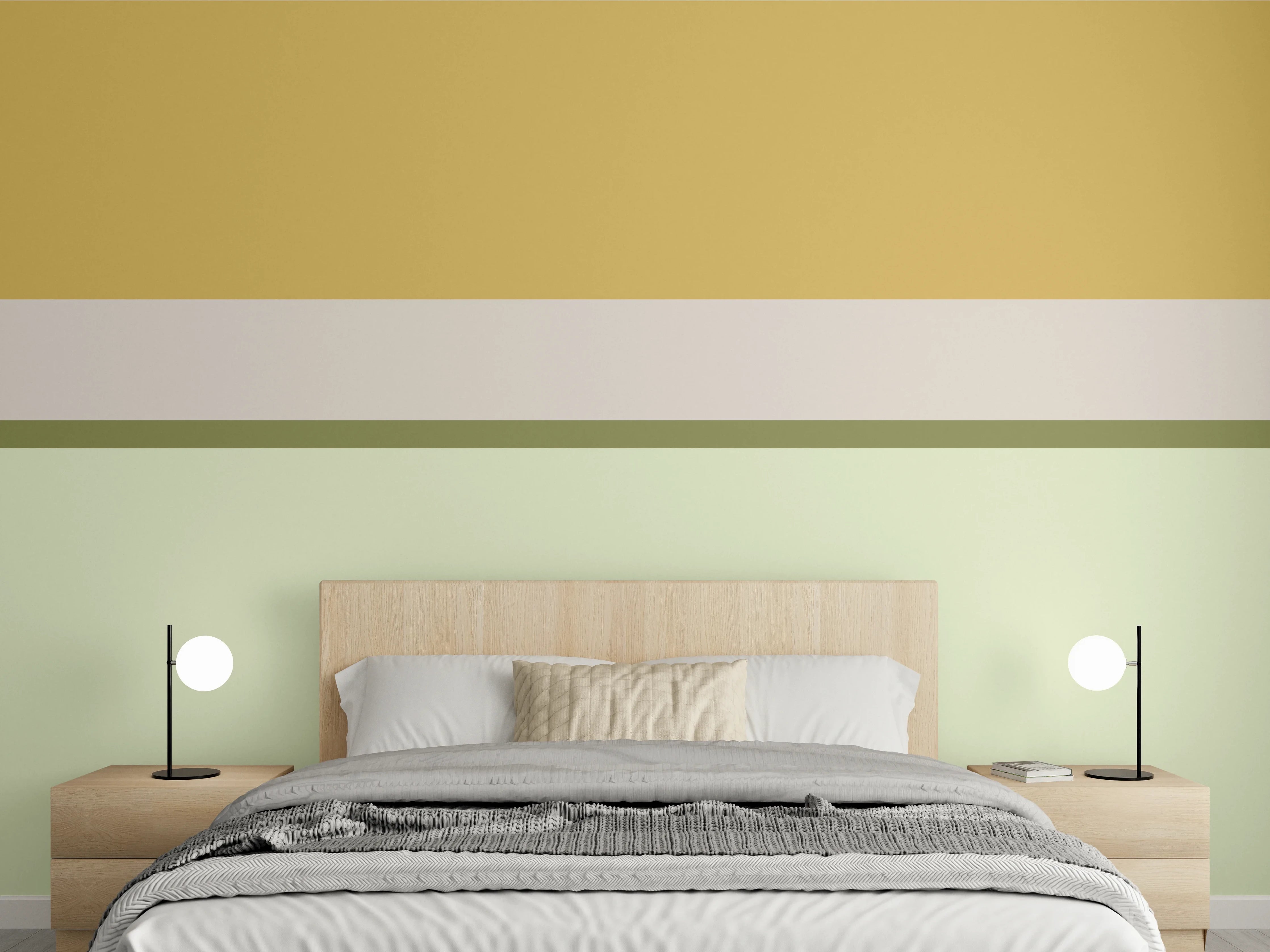 Wandverkleidung Schlafzimmer - Modernes Blockstreifen-Design Wandbild