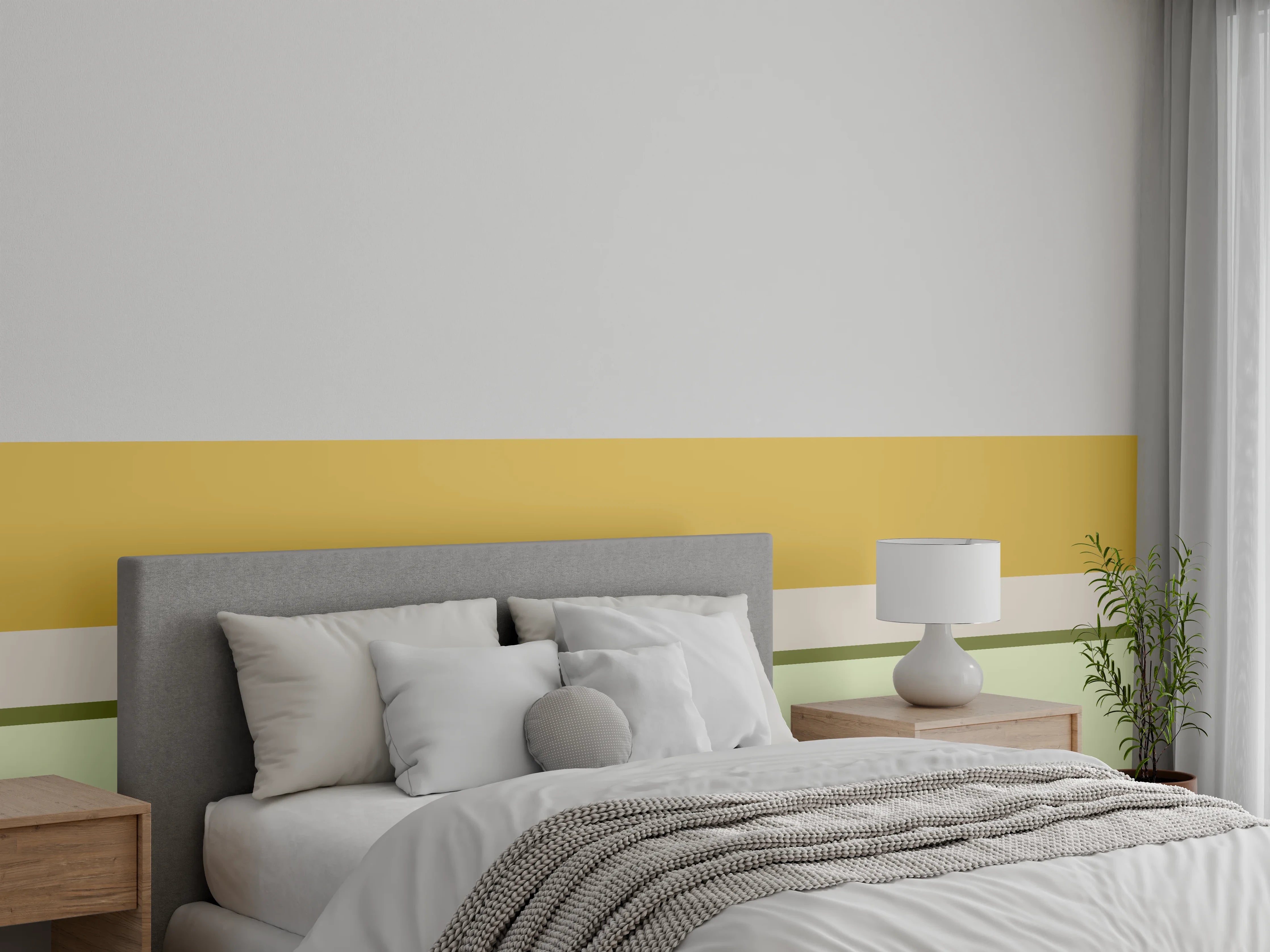 Wandverkleidung Schlafzimmer - Modernes Blockstreifen-Design Wandbild