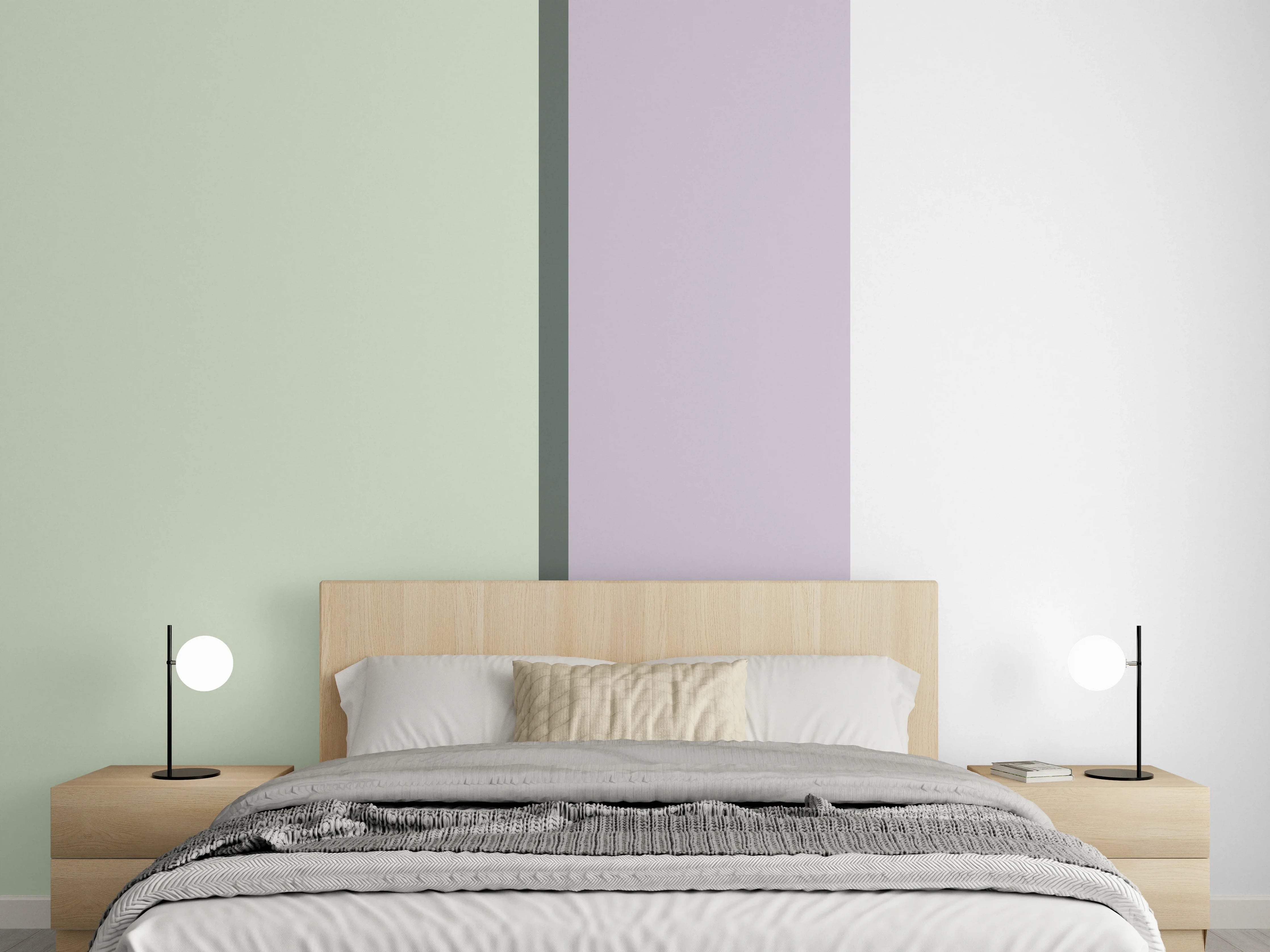 Wandverkleidung Schlafzimmer - Modernes Colorblock-Design Pastelltöne