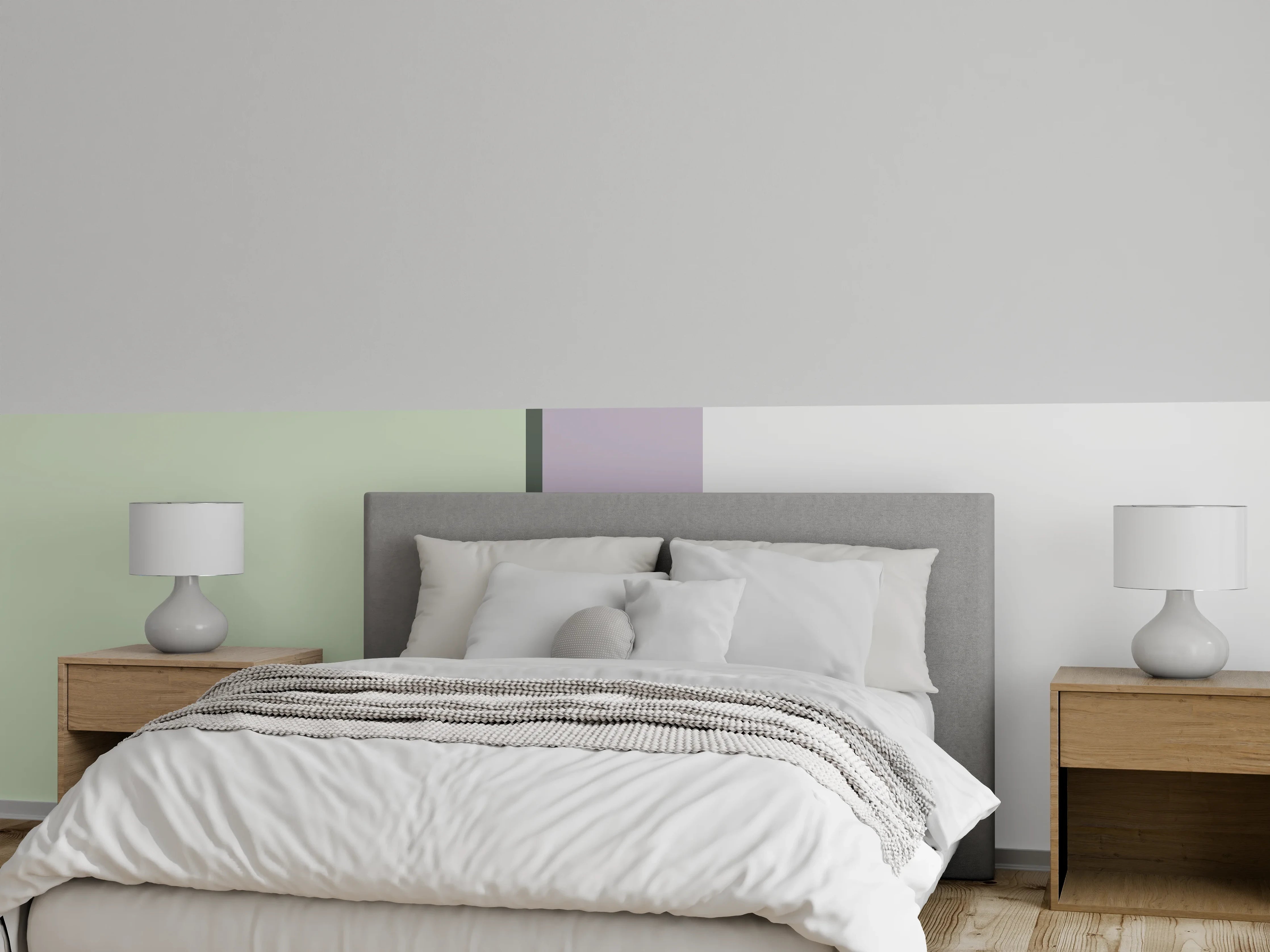 Wandverkleidung Schlafzimmer - Modernes Colorblock-Design Pastelltöne