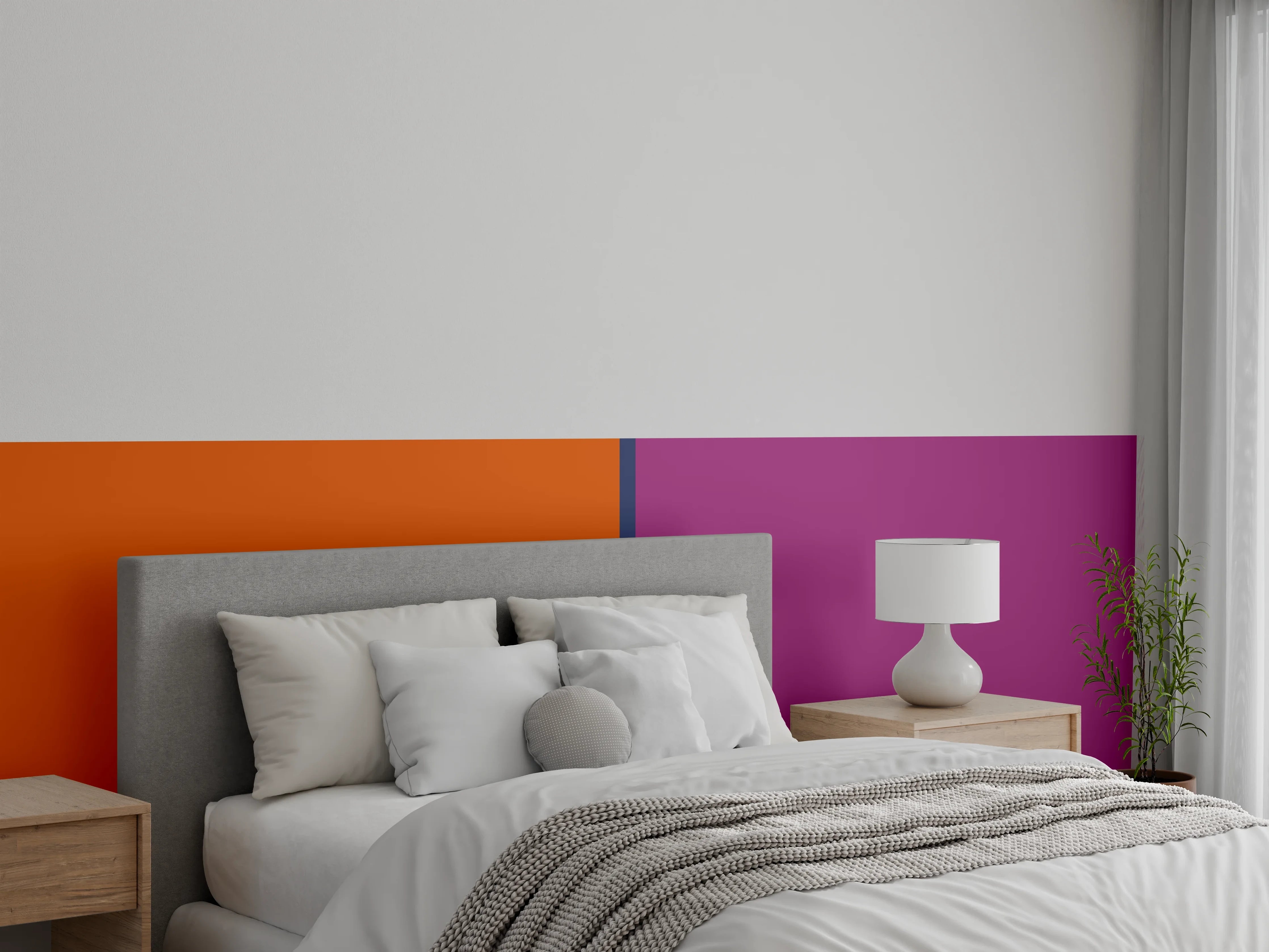 Wandverkleidung Schlafzimmer - Modernes Duo: Orange trifft Lila