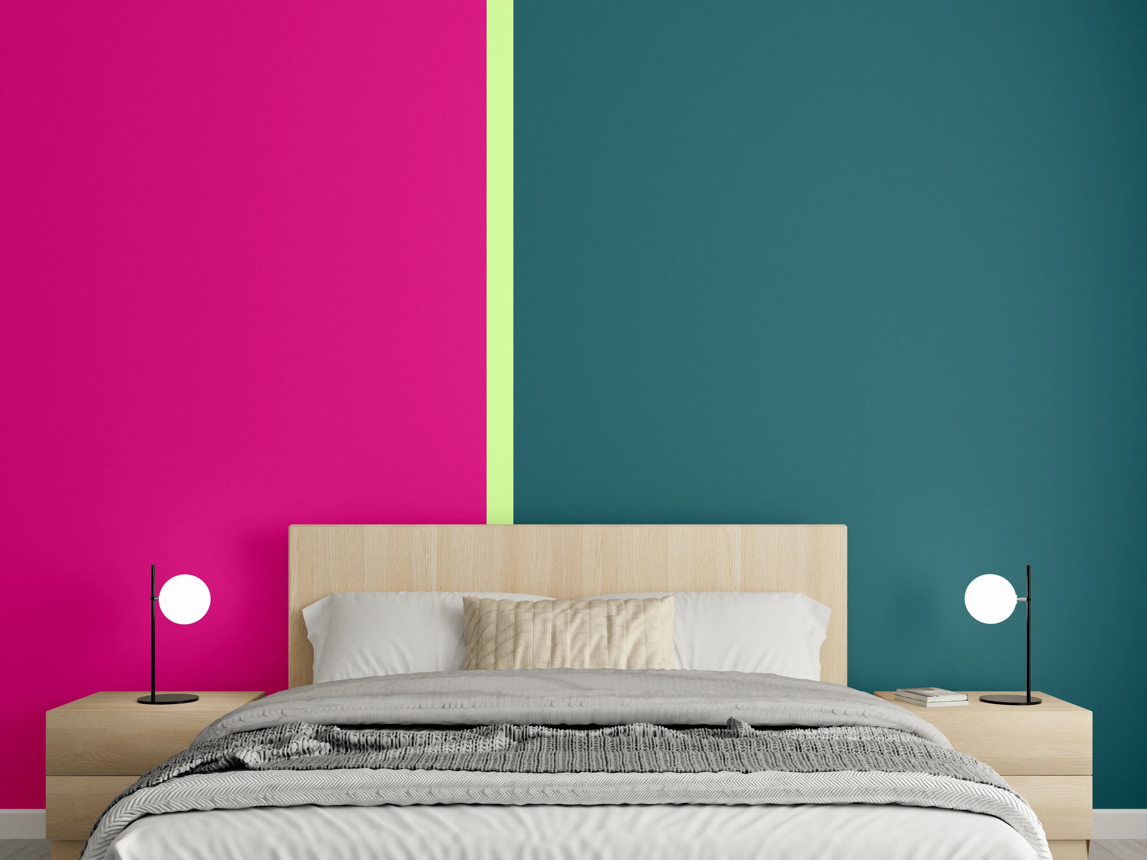 Wandverkleidung Schlafzimmer - Modernes Duo: Pink trifft Petrol