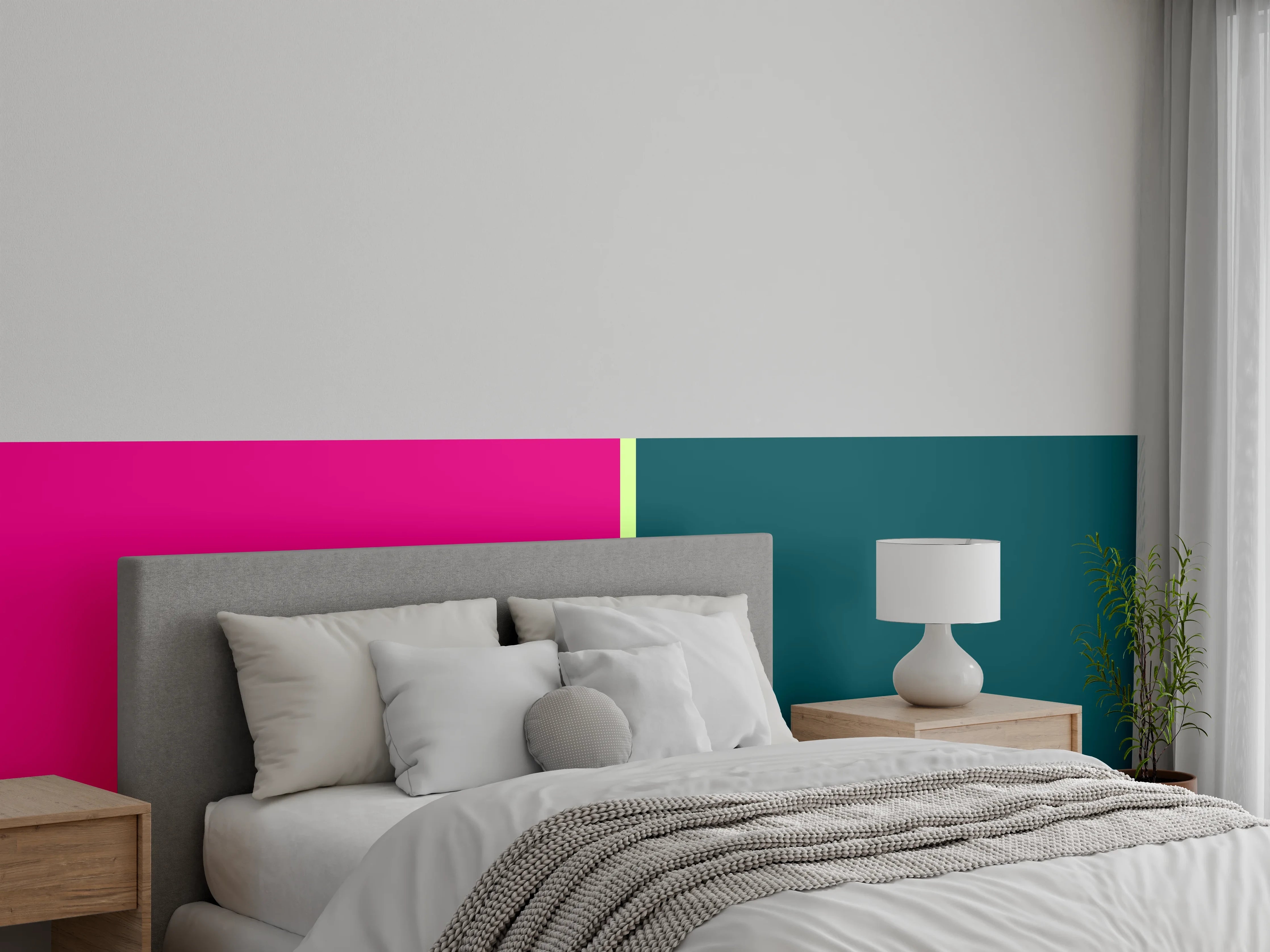 Wandverkleidung Schlafzimmer - Modernes Duo: Pink trifft Petrol