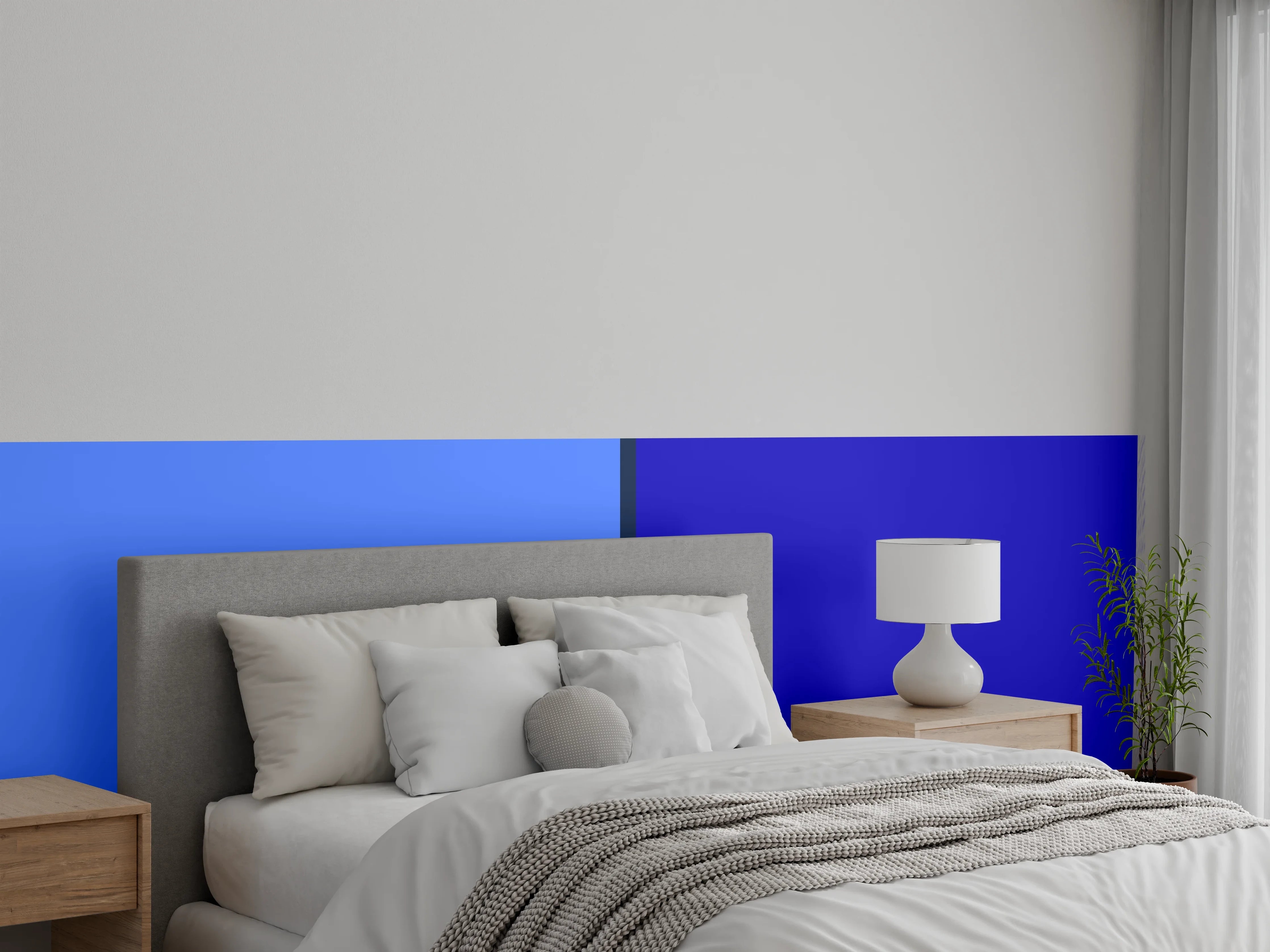 Wandverkleidung Schlafzimmer - Modernes Farb-Duo Blau und Lila
