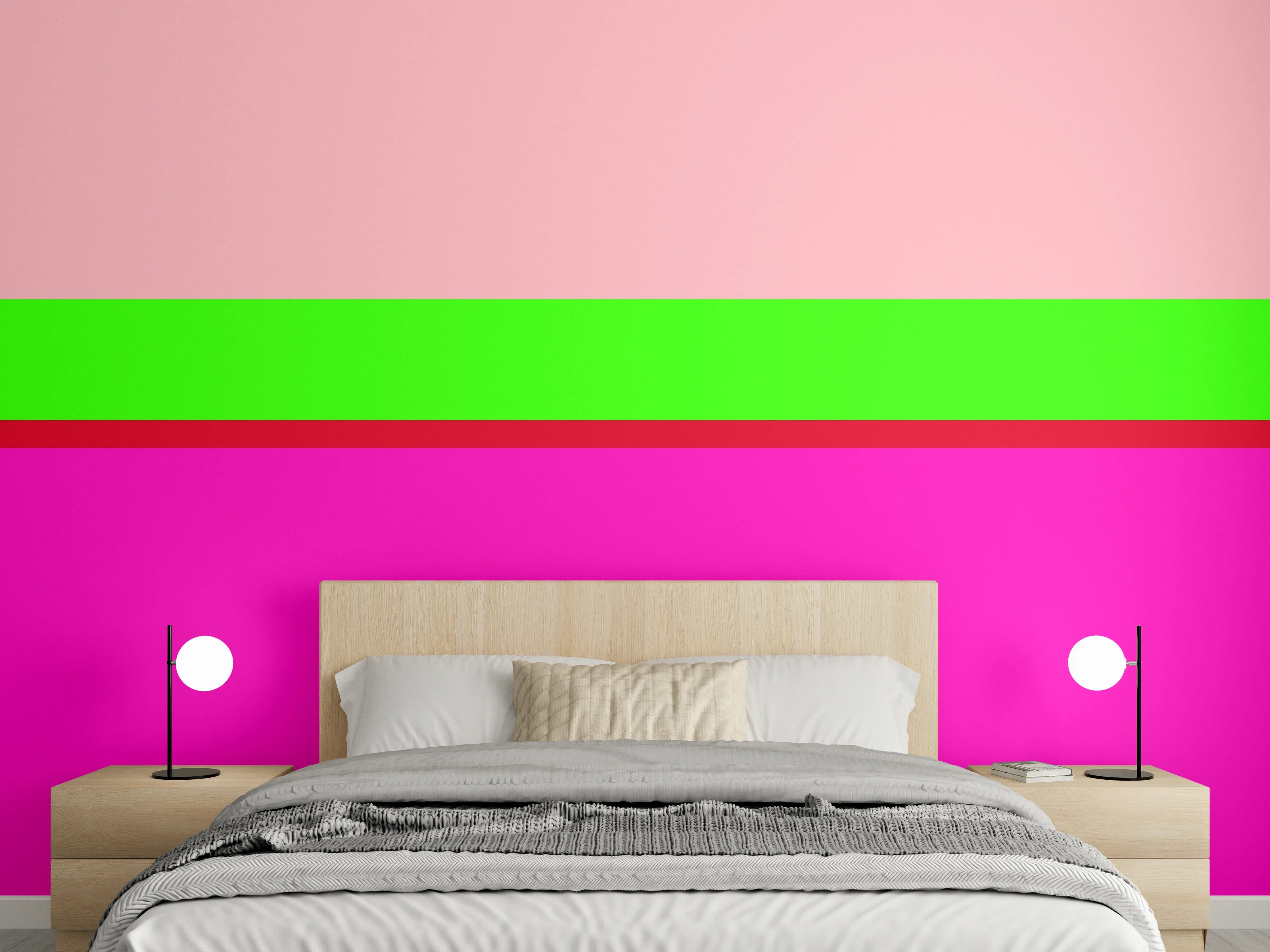Wandverkleidung Schlafzimmer - Modernes Farbblock-Design Wandbild