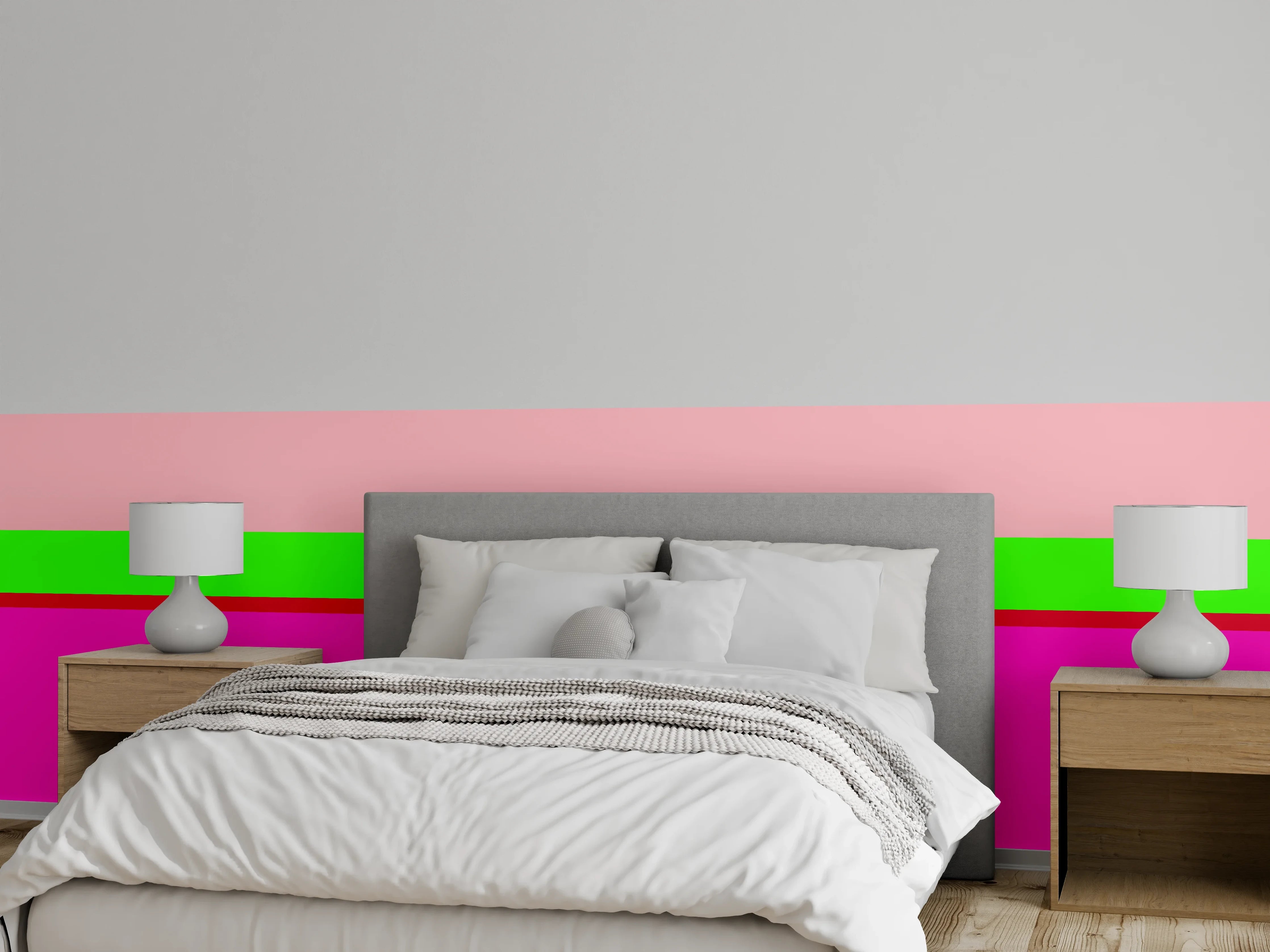 Wandverkleidung Schlafzimmer - Modernes Farbblock-Design Wandbild