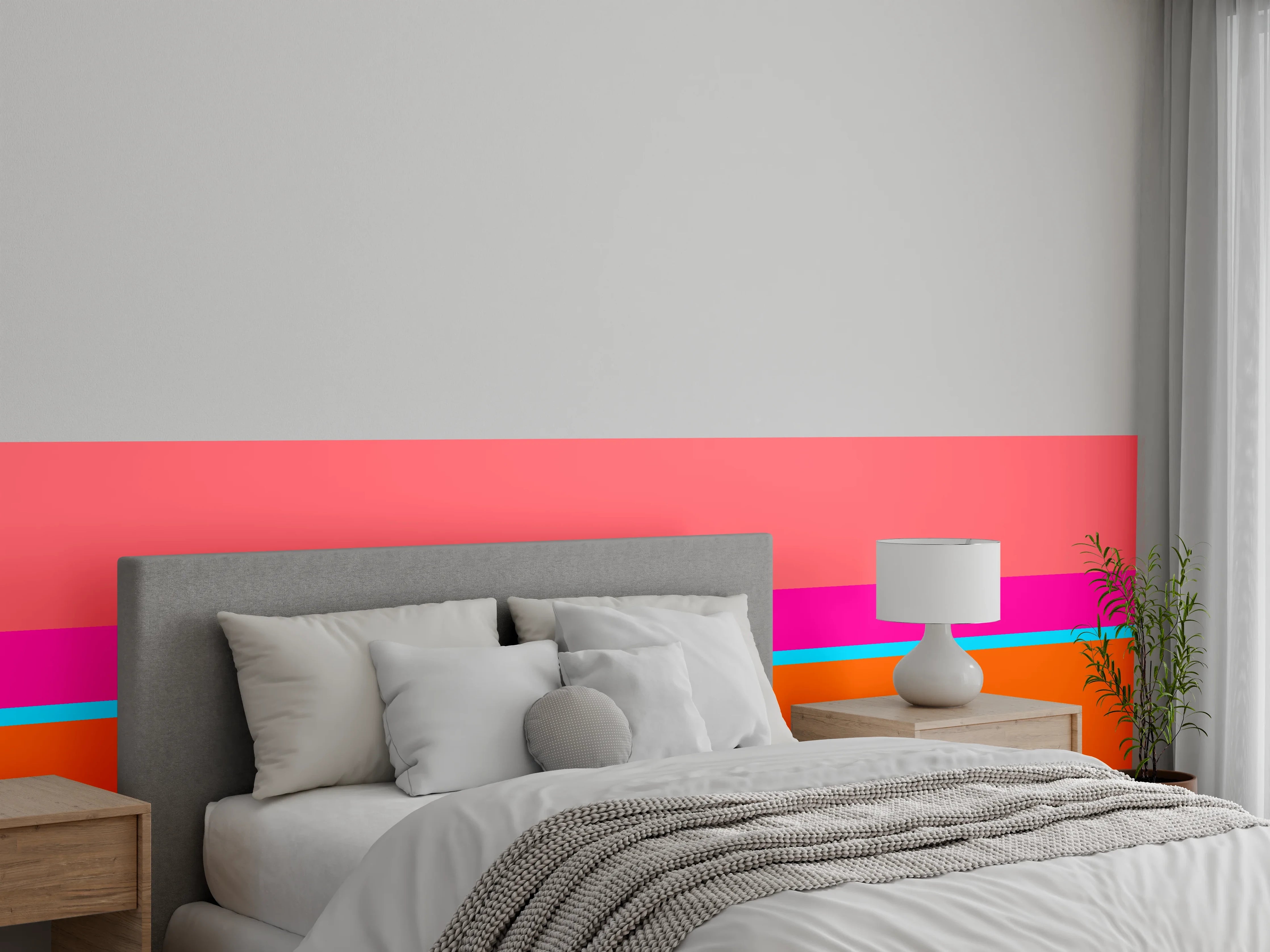 Wandverkleidung Schlafzimmer - Modernes Farbblock Wanddesign