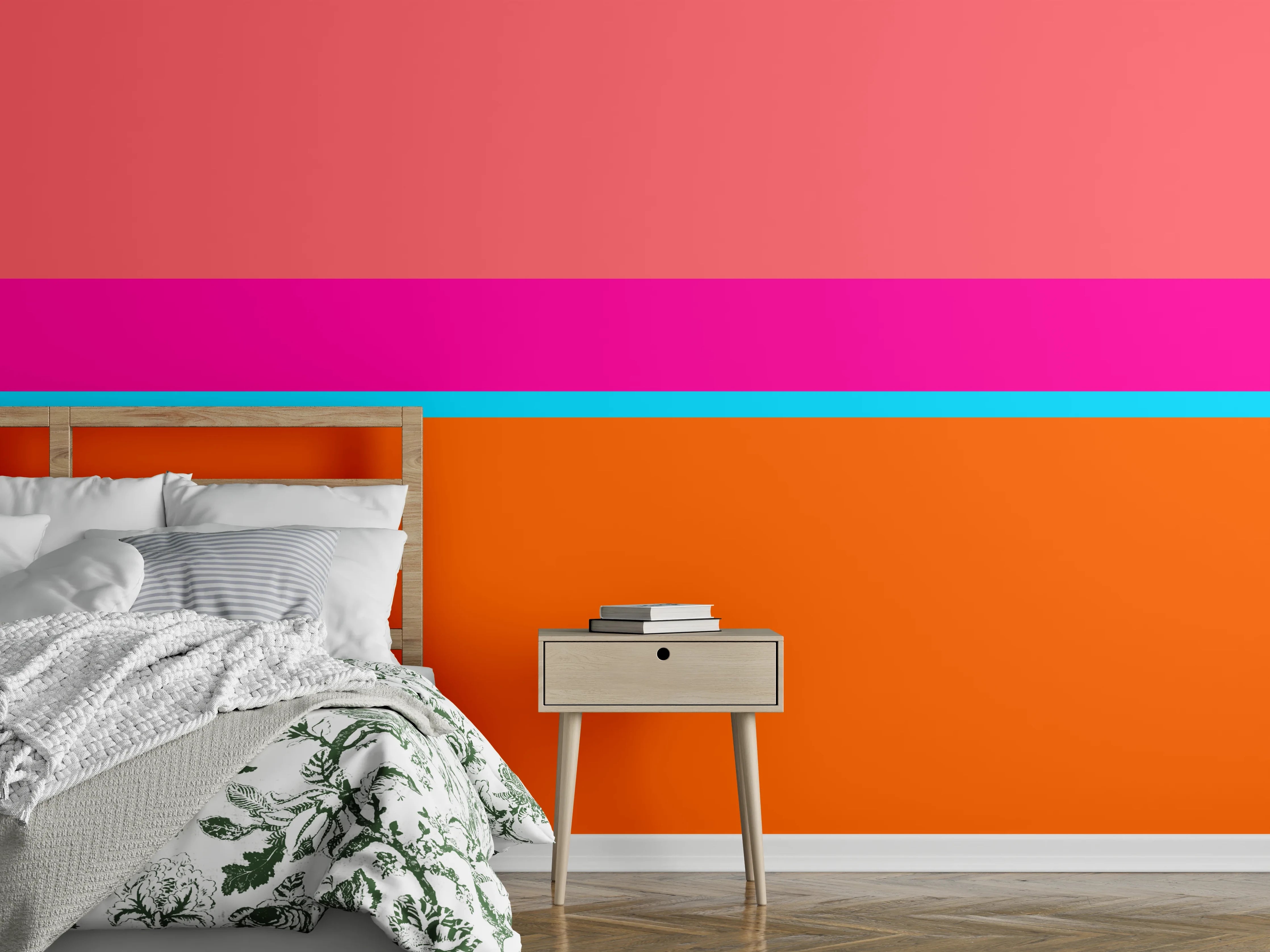 Wandverkleidung Schlafzimmer - Modernes Farbblock Wanddesign