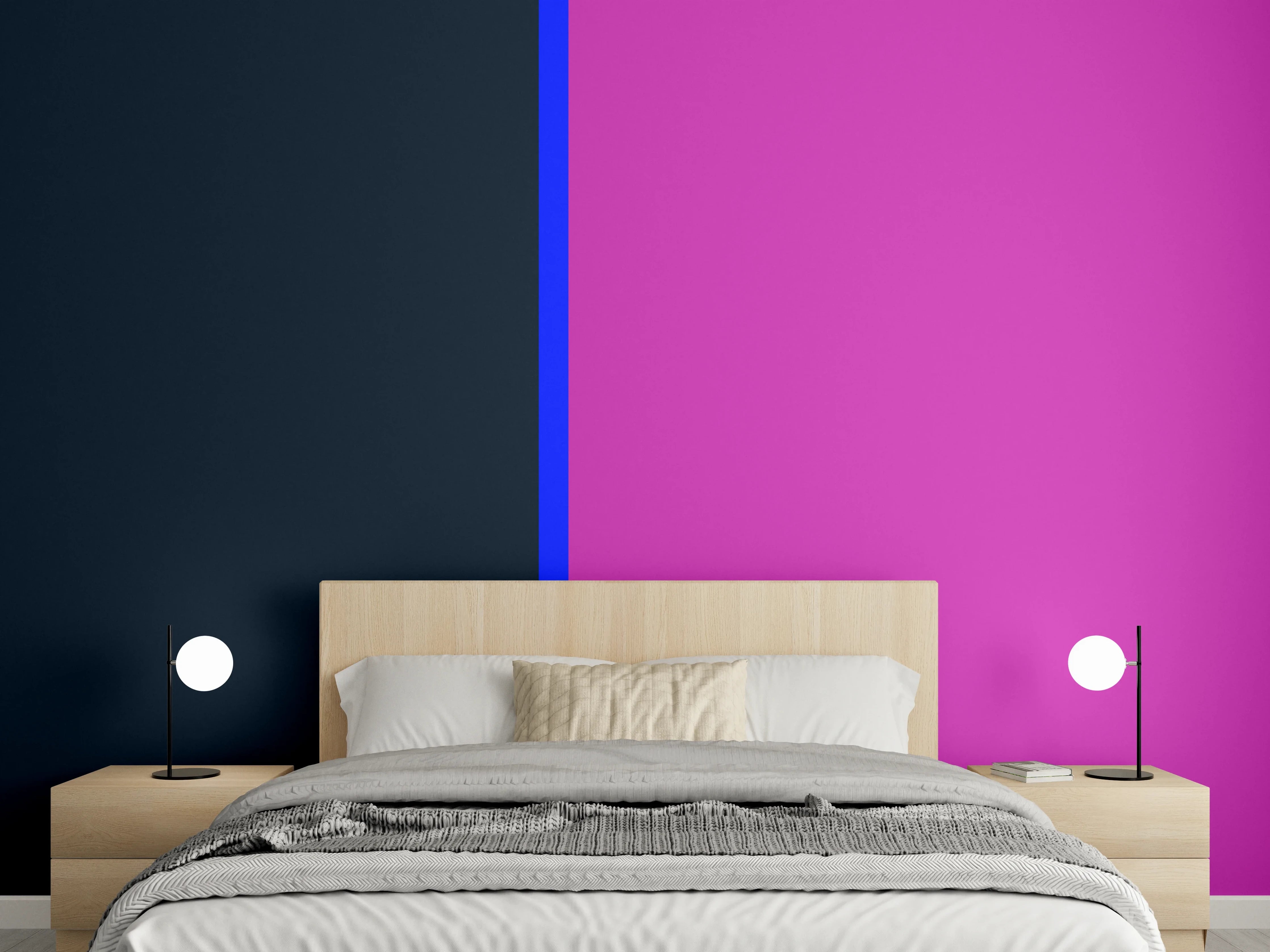 Wandverkleidung Schlafzimmer - Modernes Farbdoppel: Anthrazit und Lila