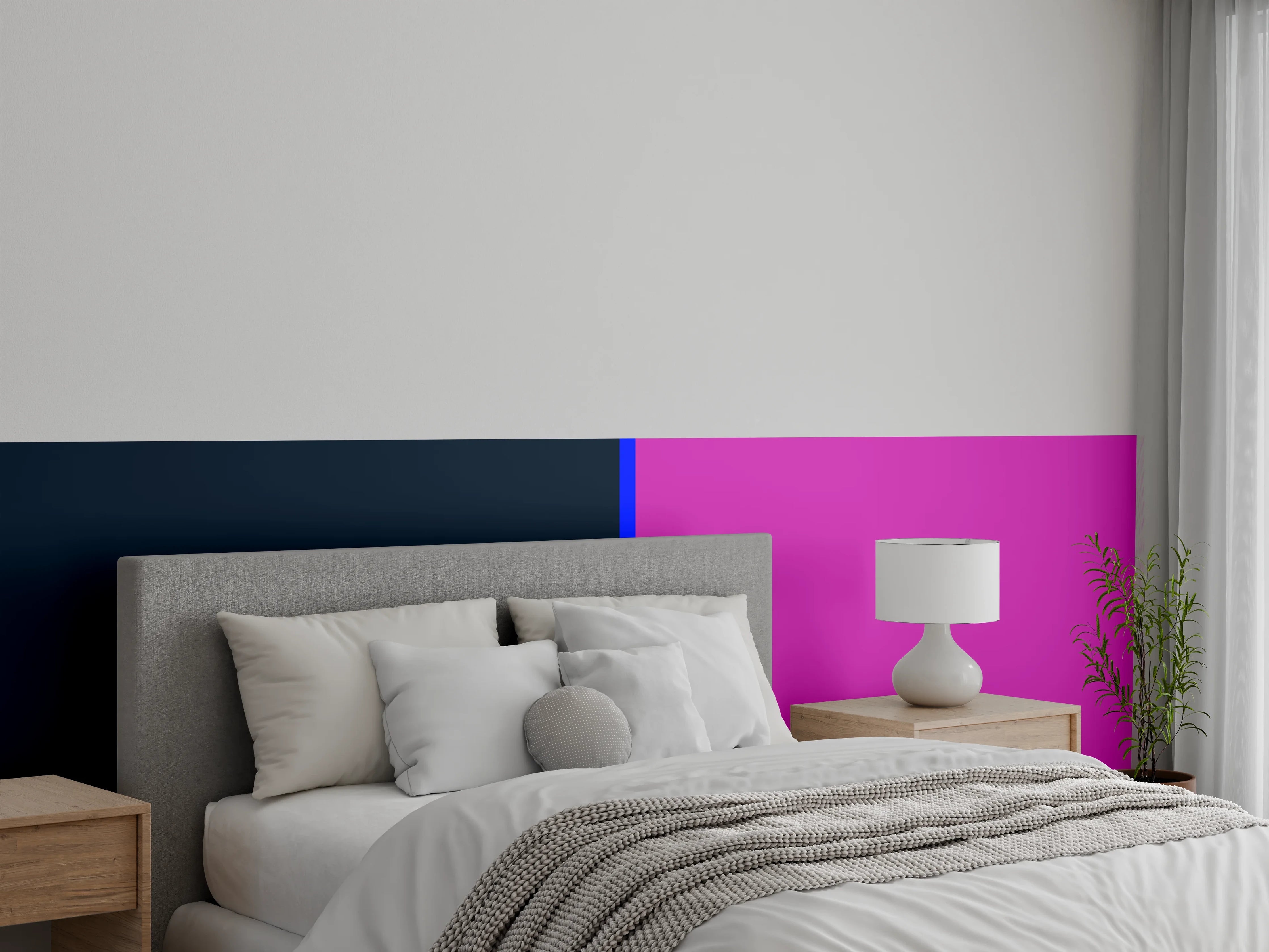 Wandverkleidung Schlafzimmer - Modernes Farbdoppel: Anthrazit und Lila