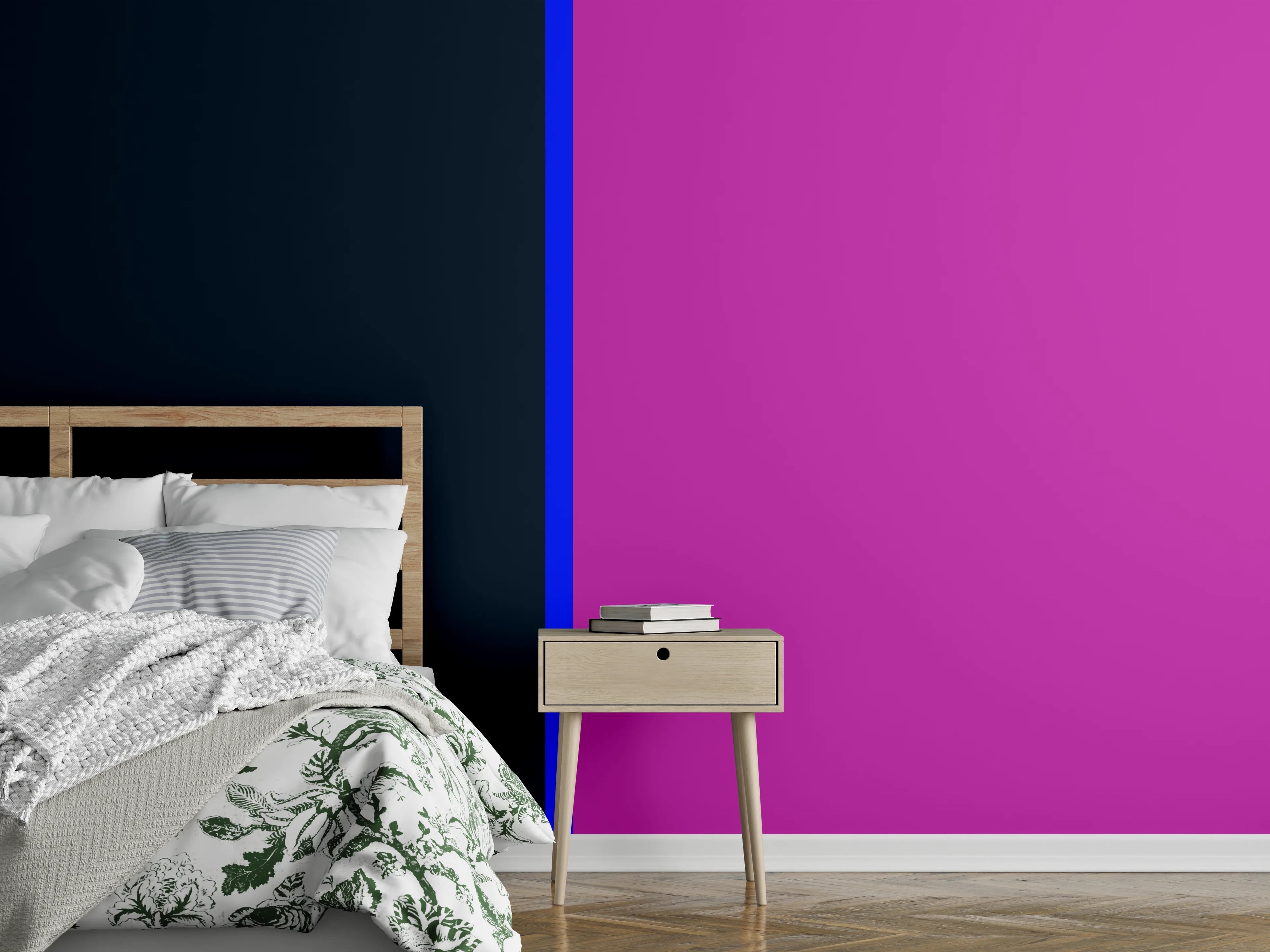 Wandverkleidung Schlafzimmer - Modernes Farbdoppel: Anthrazit und Lila