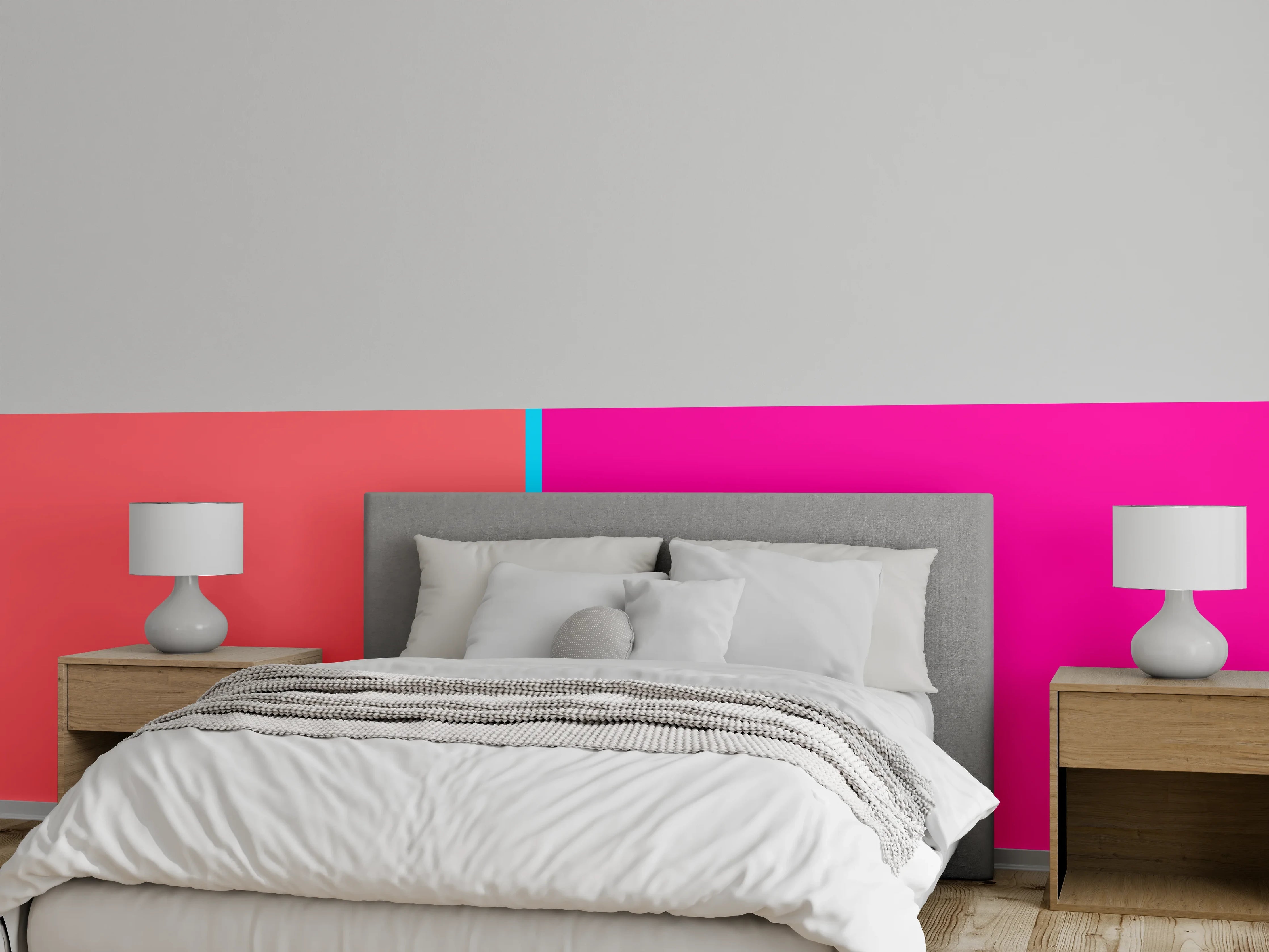 Wandverkleidung Schlafzimmer - Modernes Farbduo – Rosa und Pink