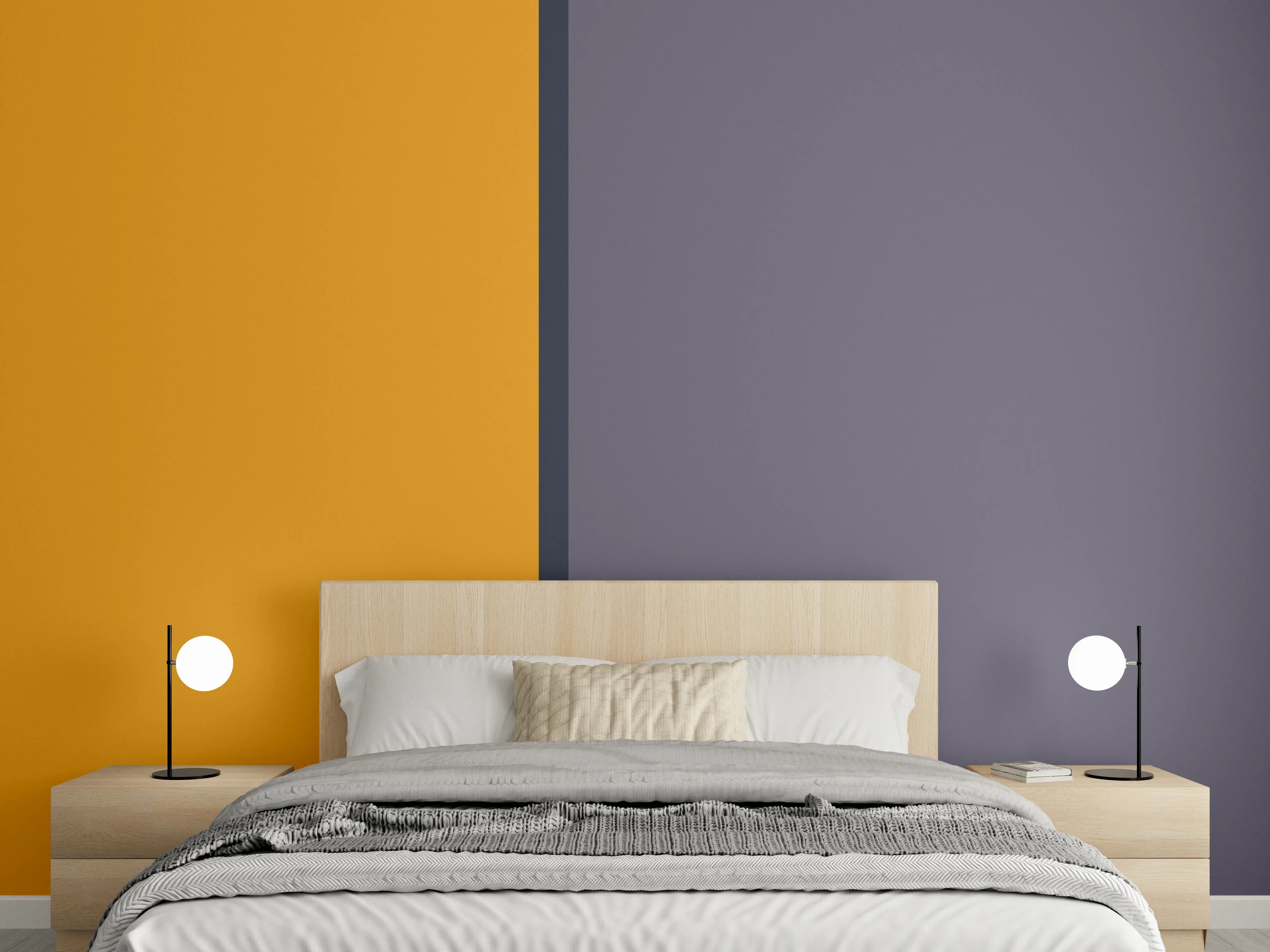 Wandverkleidung Schlafzimmer - Modernes Farbduo: Orange und Anthrazit