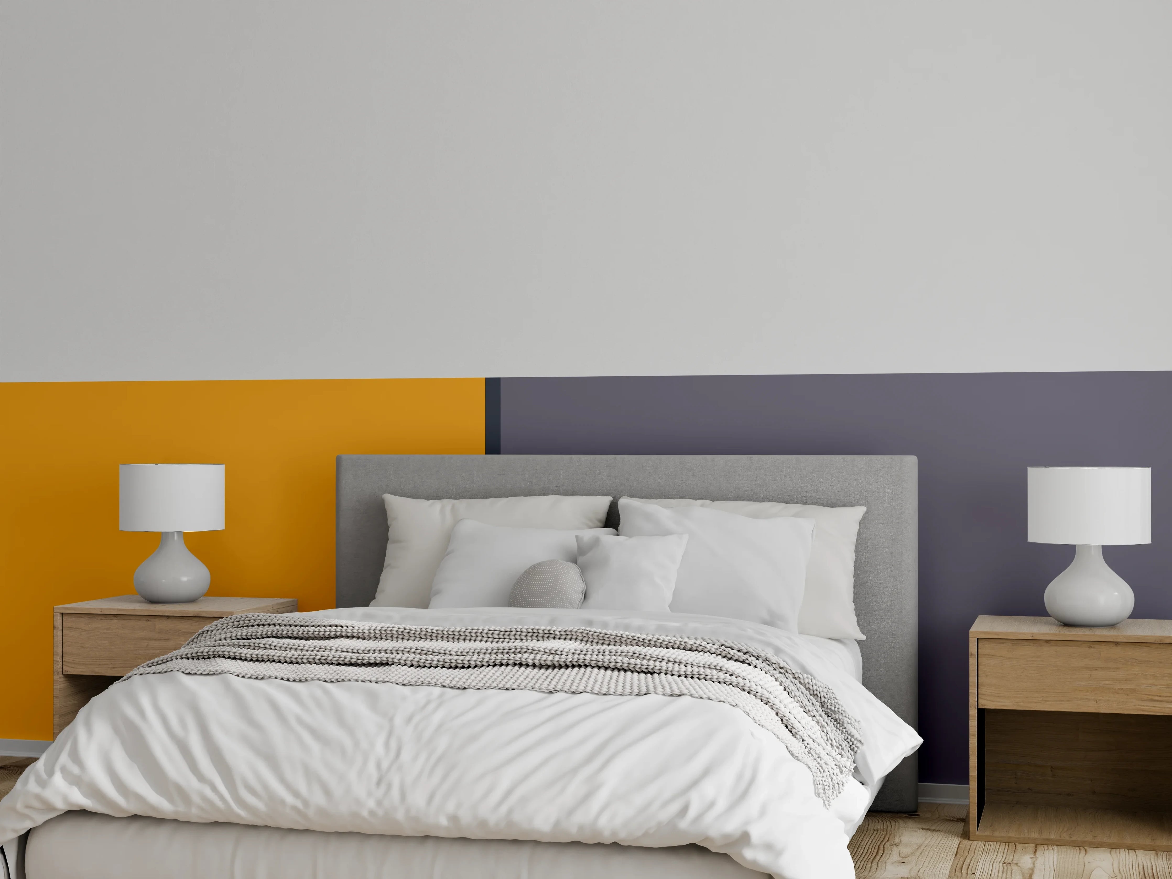 Wandverkleidung Schlafzimmer - Modernes Farbduo: Orange und Anthrazit
