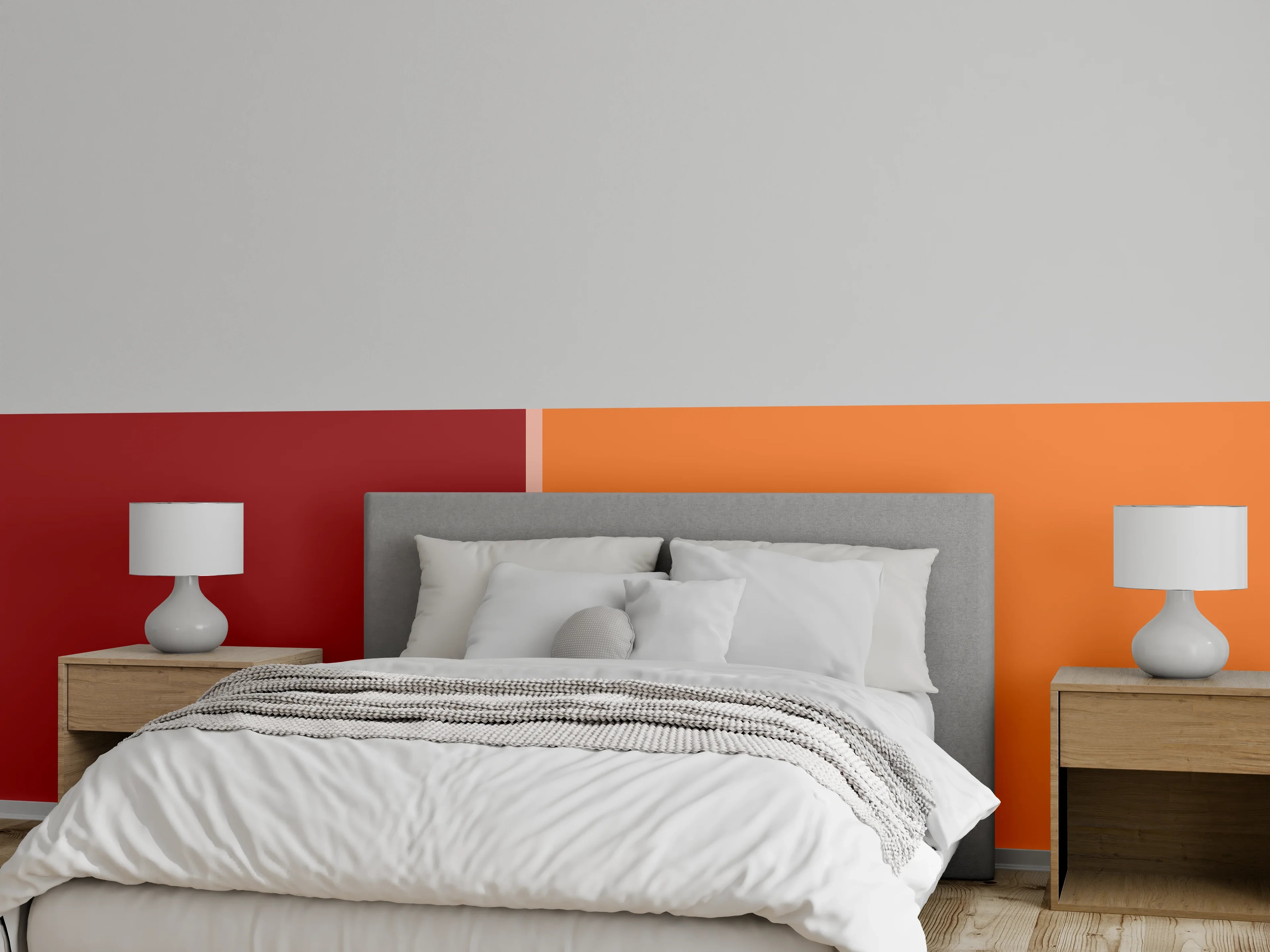 Wandverkleidung Schlafzimmer - Modernes Farbduo: Rostrot & Orange