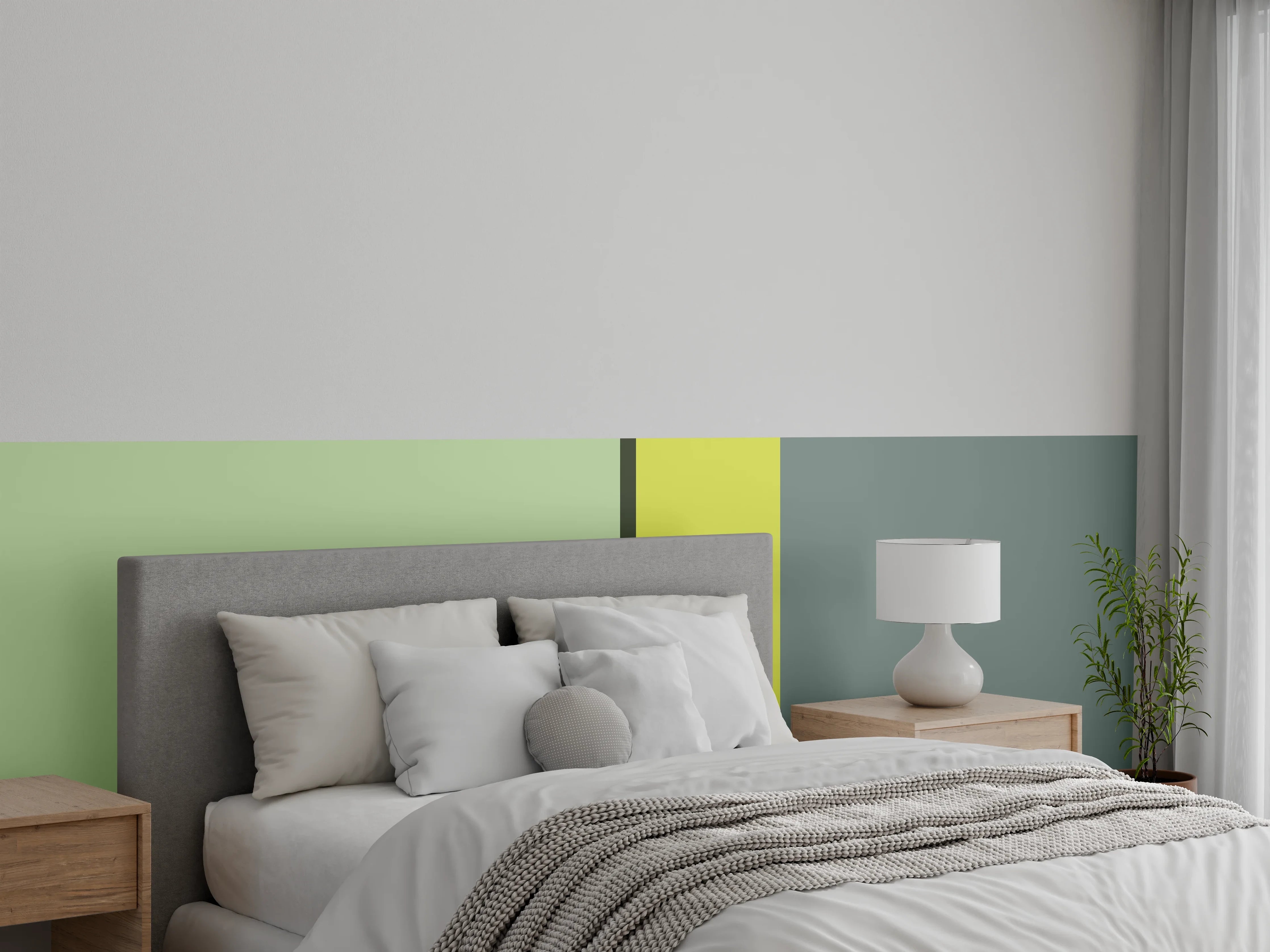 Wandverkleidung Schlafzimmer - Modernes Farbenspiel Wanddesign