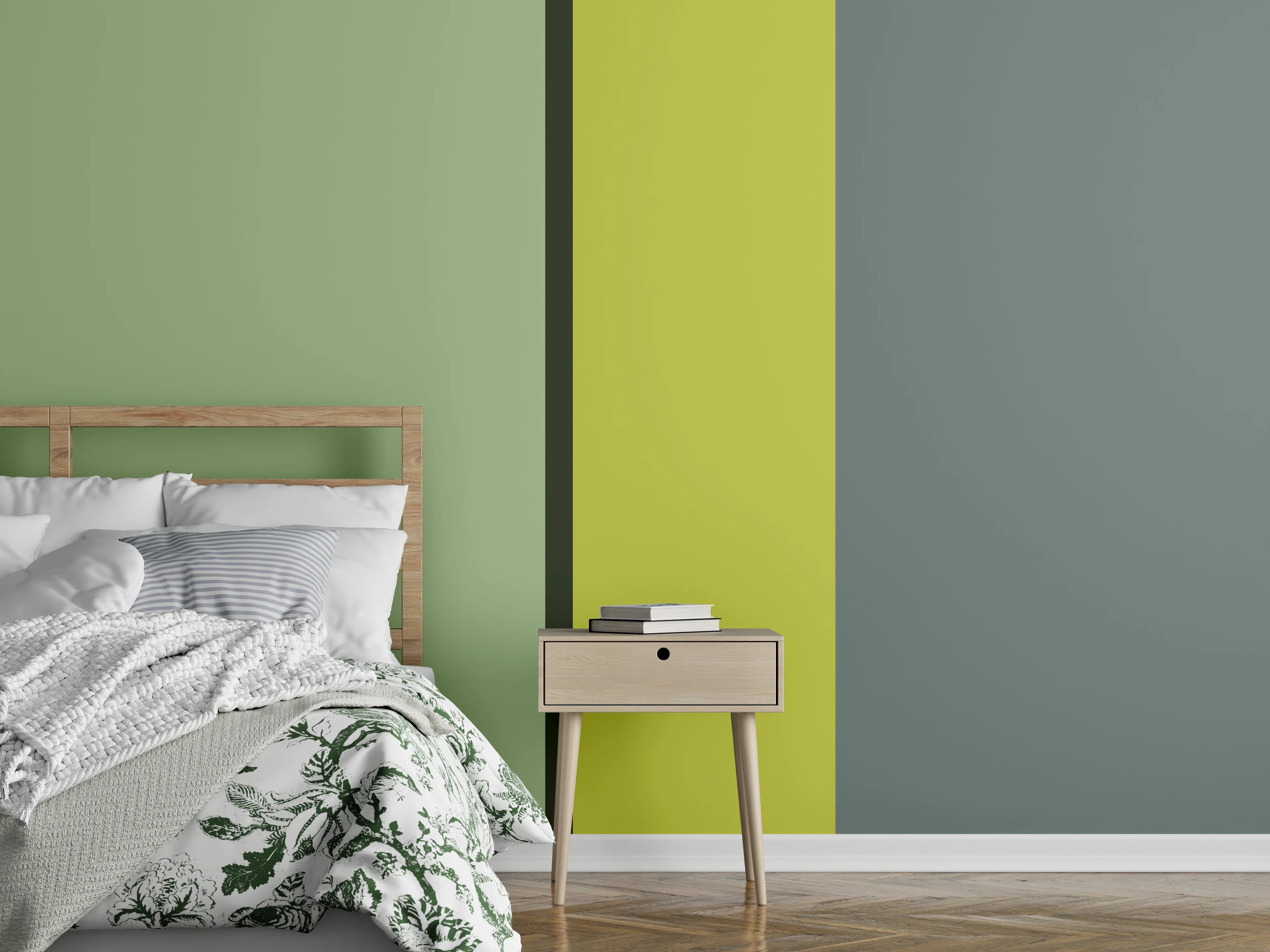 Wandverkleidung Schlafzimmer - Modernes Farbenspiel Wanddesign