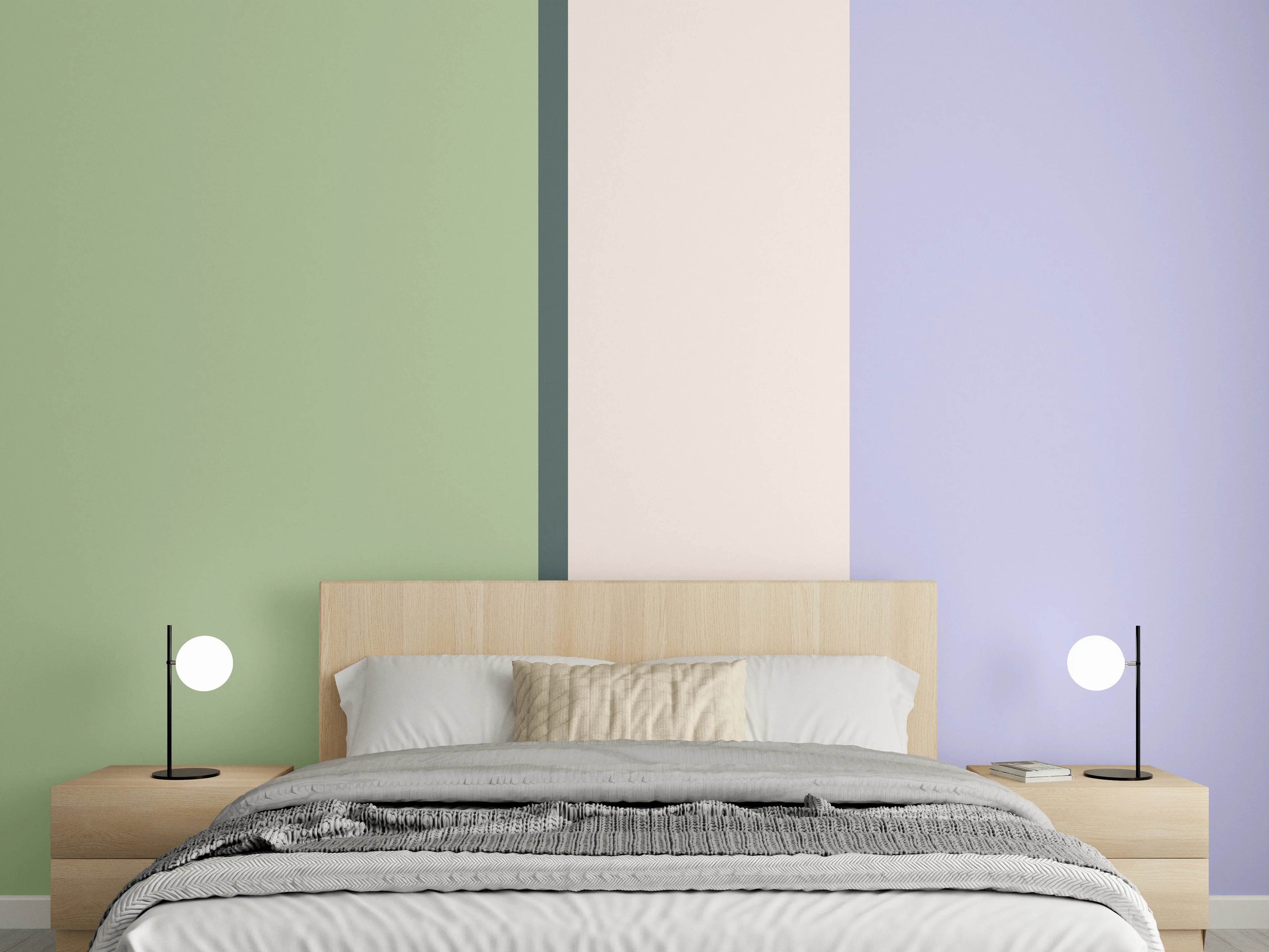 Wandverkleidung Schlafzimmer - Modernes Farbspiel Pastell Wandbild