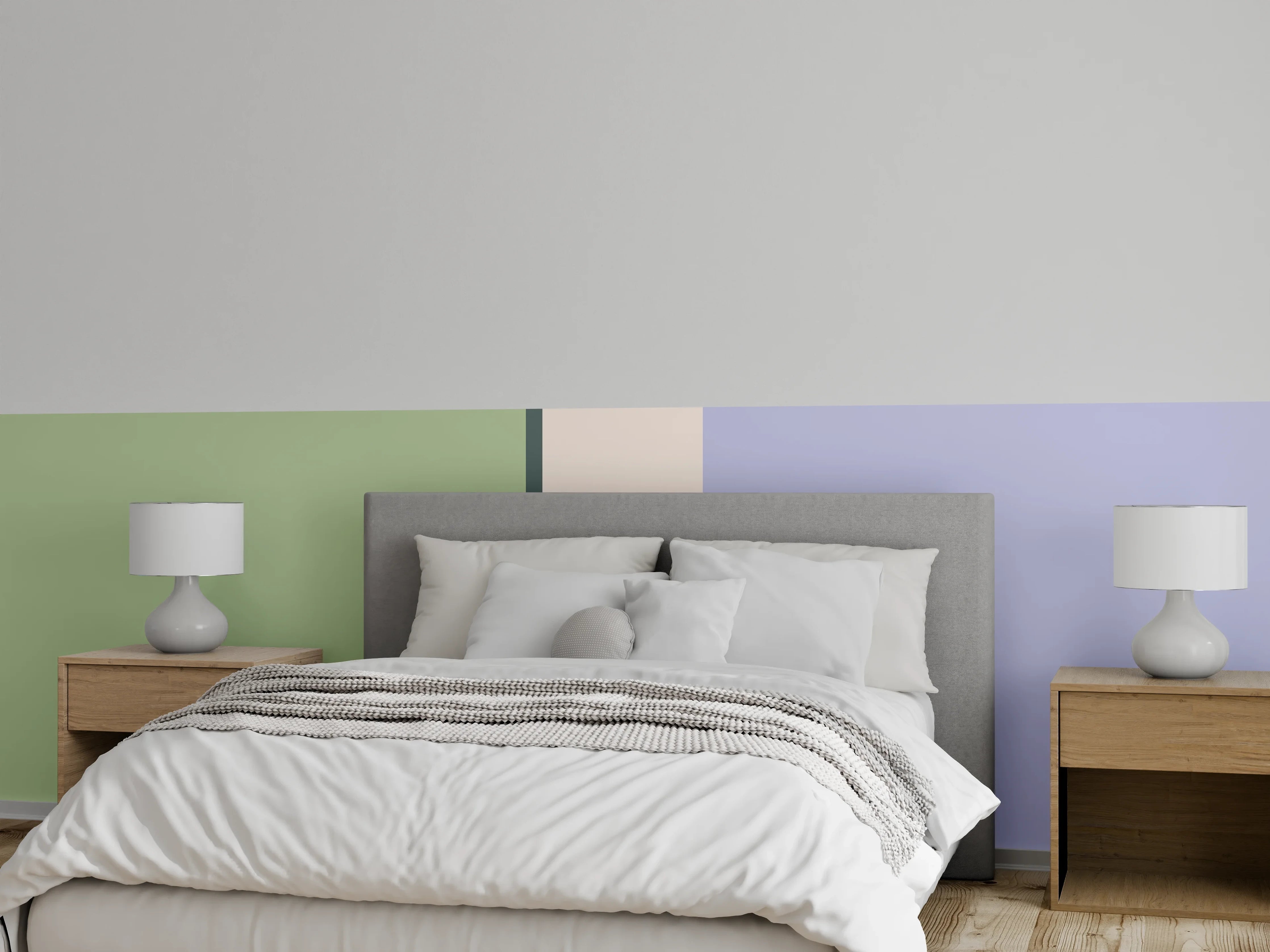 Wandverkleidung Schlafzimmer - Modernes Farbspiel Pastell Wandbild